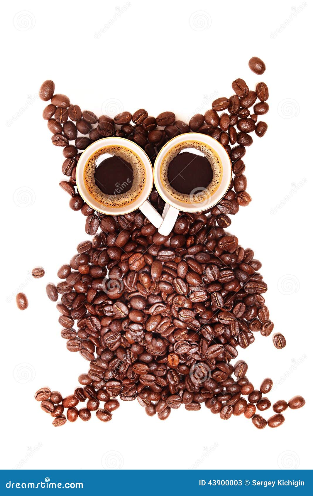 Owl made from coffee beans stock image. Image of breakfast 43900003