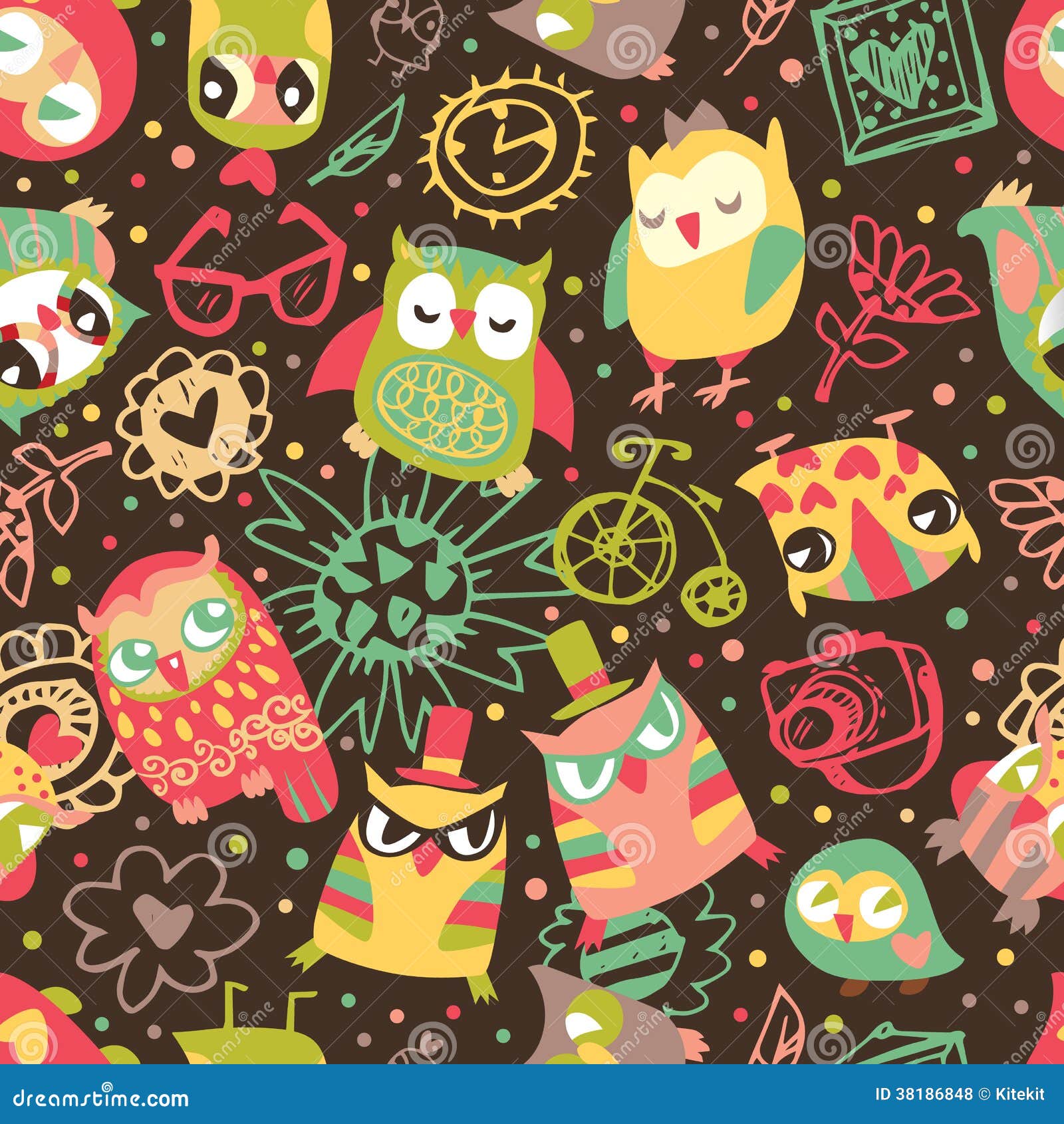 Data Cable Suitable for All Phones Christmas Vintage Seamless Background with Owls