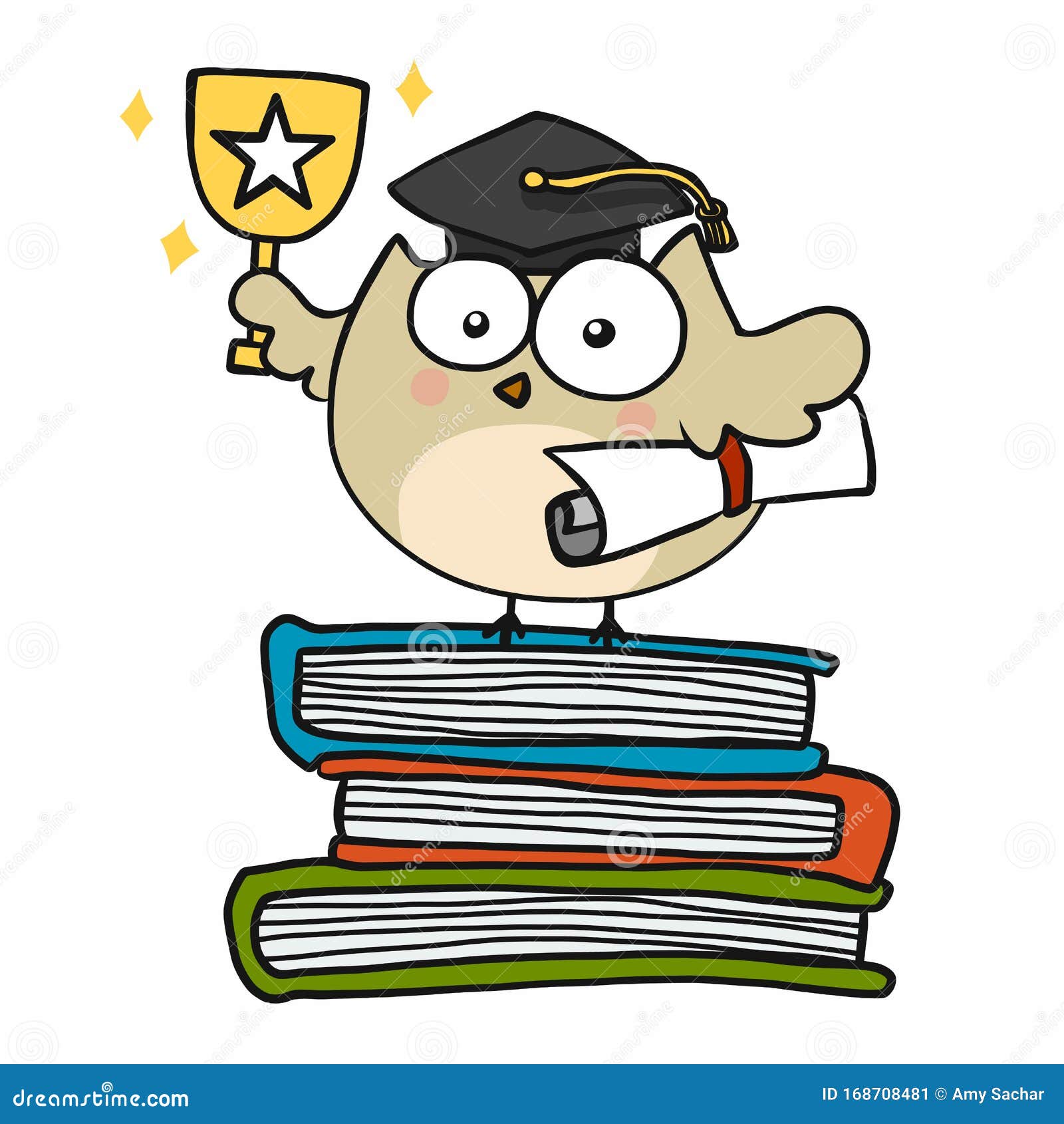 Owl Student Success Graduate Cartoon Stock Vector - Illustration of clever,  concept: 168708481