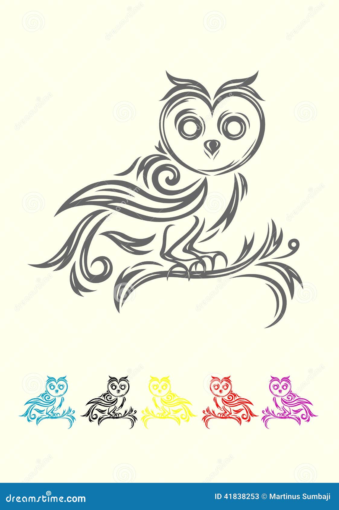 Owl tribal stock vector. Illustration of animal, circle - 41838253