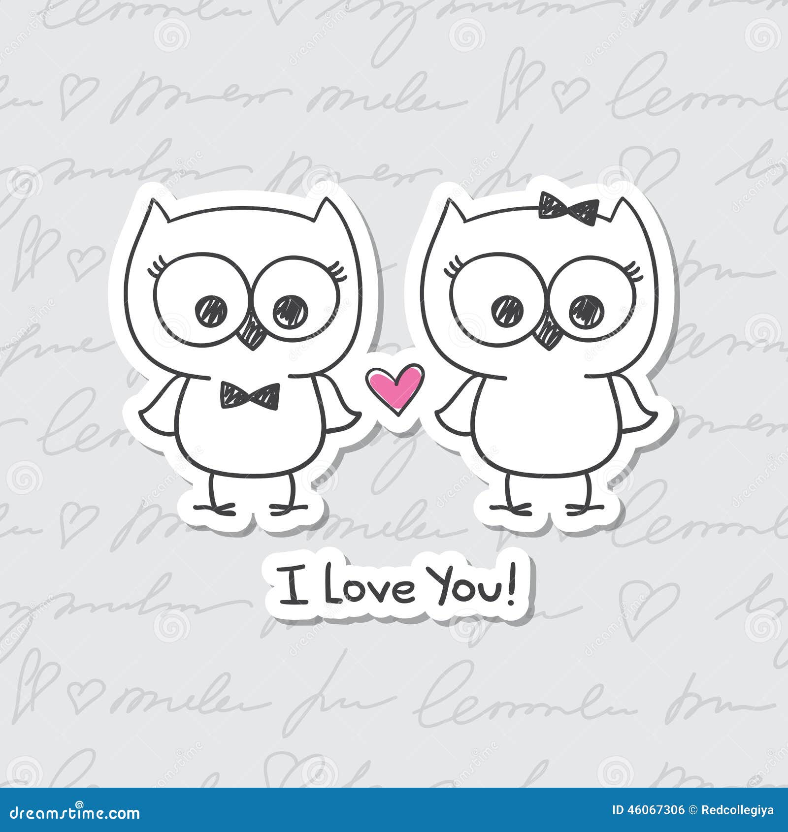 Owls In Love Stock Vector Illustration Of Greeting Pink 46067306