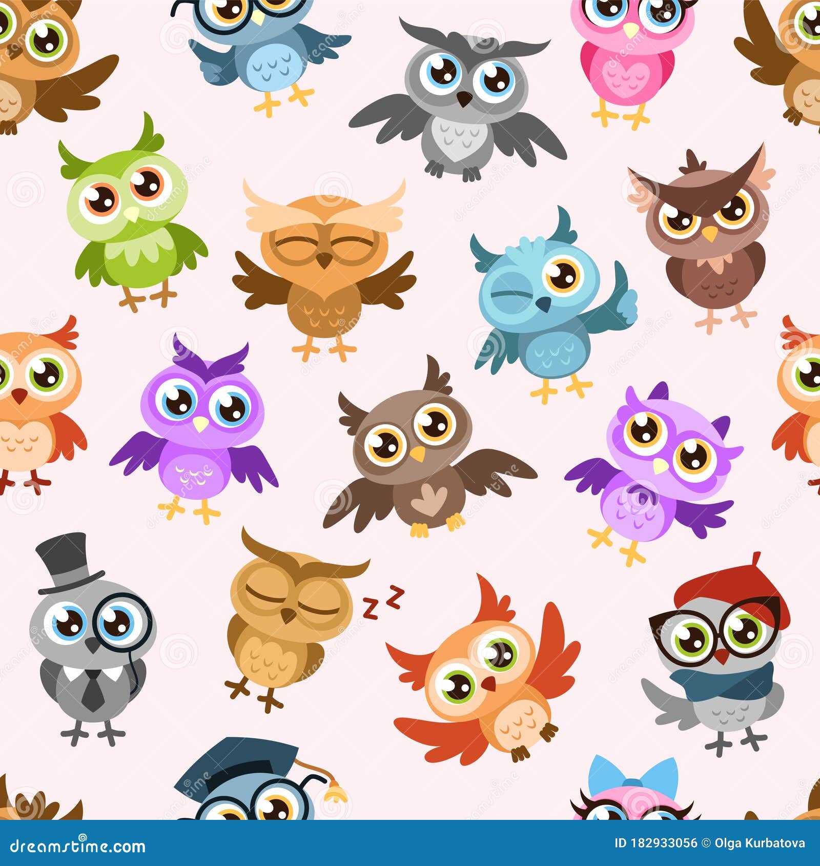 Owls Seamless Pattern. Colorful Cute Wise Owl, Joyful Forest Birds Cuteness Childish Wallpaper Print, Textile Cartoon Stock Vector - Illustration of brown, forest: 182933056 Owls Seamless Pattern. Colorful Cute Wise Owl, Joyful Forest Birds Cuteness Childish Wallpaper Print, Textile Cartoon Stock Vector - Illustration of brown, forest: 182933056