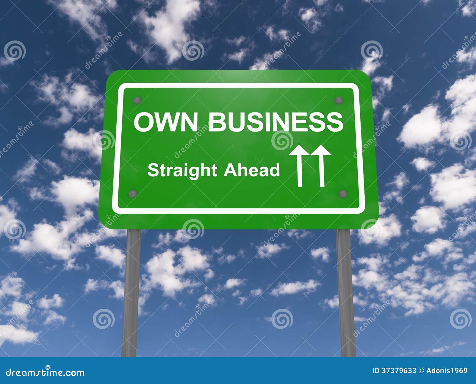 Own business road sign stock illustration. Illustration of white 37379633