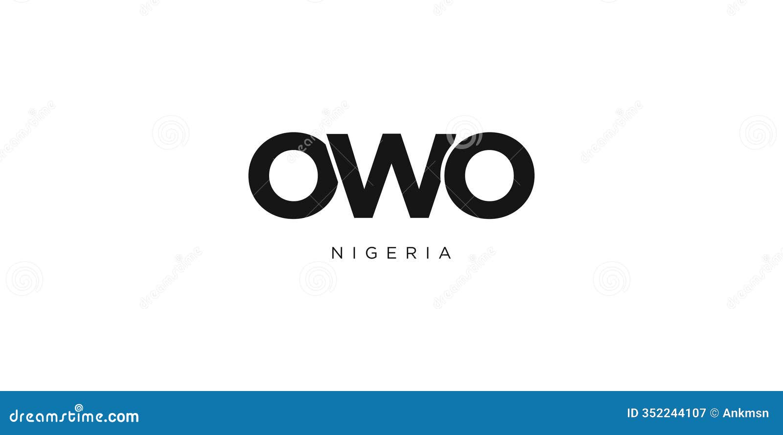 owo in the nigeria emblem. the  features a geometric style,   with bold typography in a modern font. the