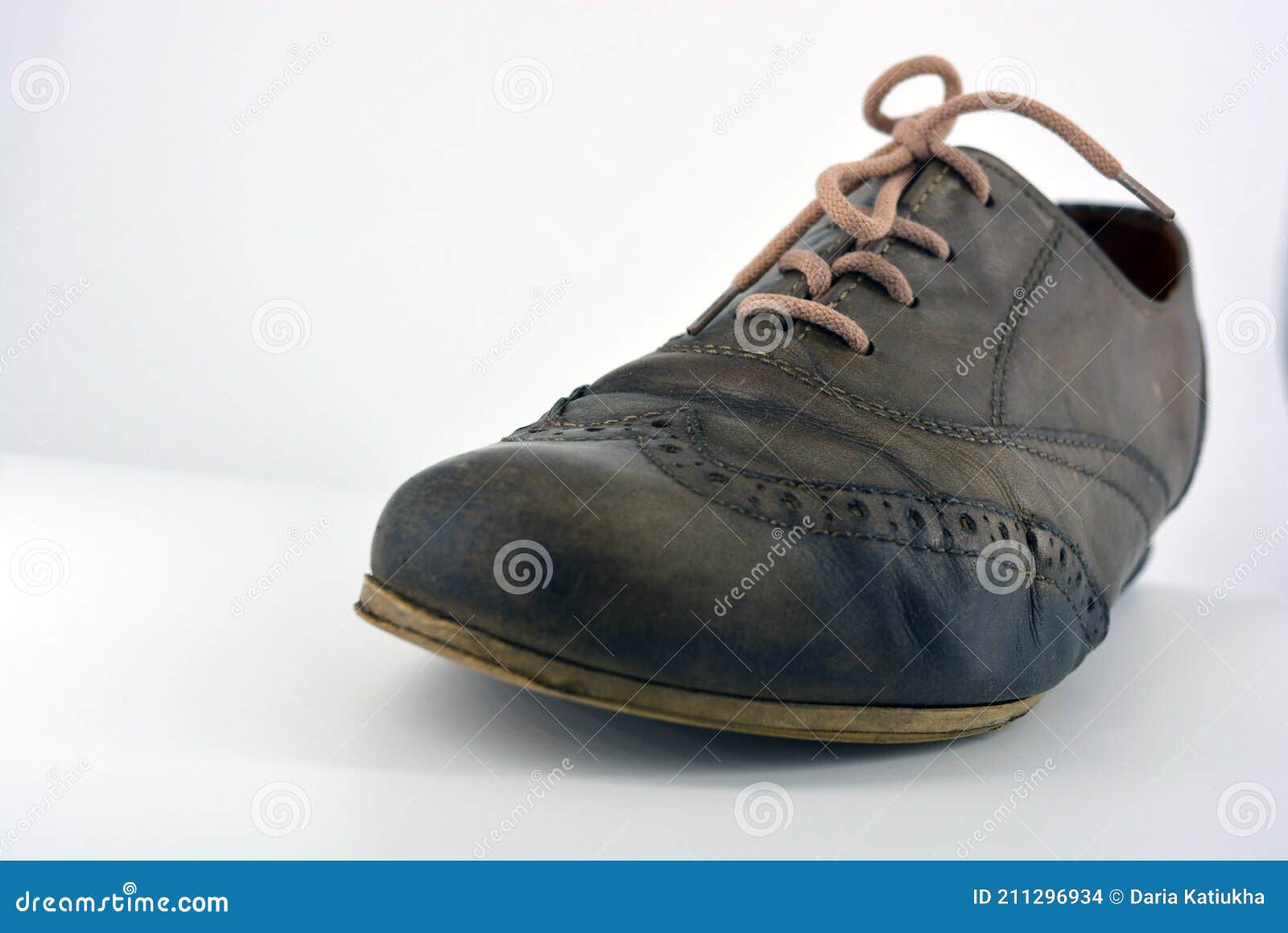 Oxford Shoes with Gray Shoelaces on a Flat Heel. Gray Women`s Shoes in ...