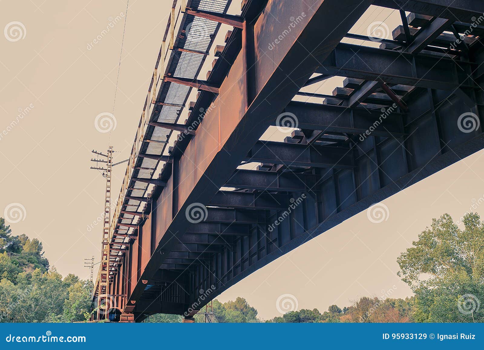 oxid iron train bridge in gelida, barcelona,spain