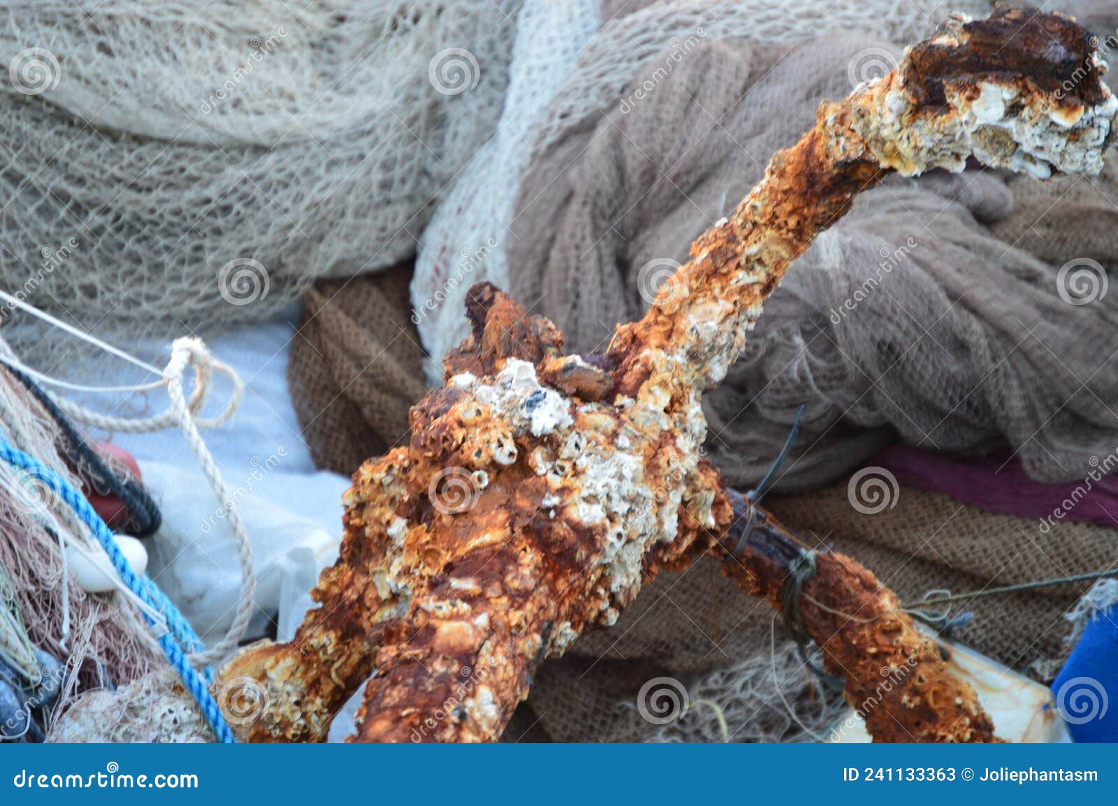 Oxidated Anchor, Colorful Fishing Nets of Different Types, Ropes Stock  Image - Image of knotting, modern: 241133363