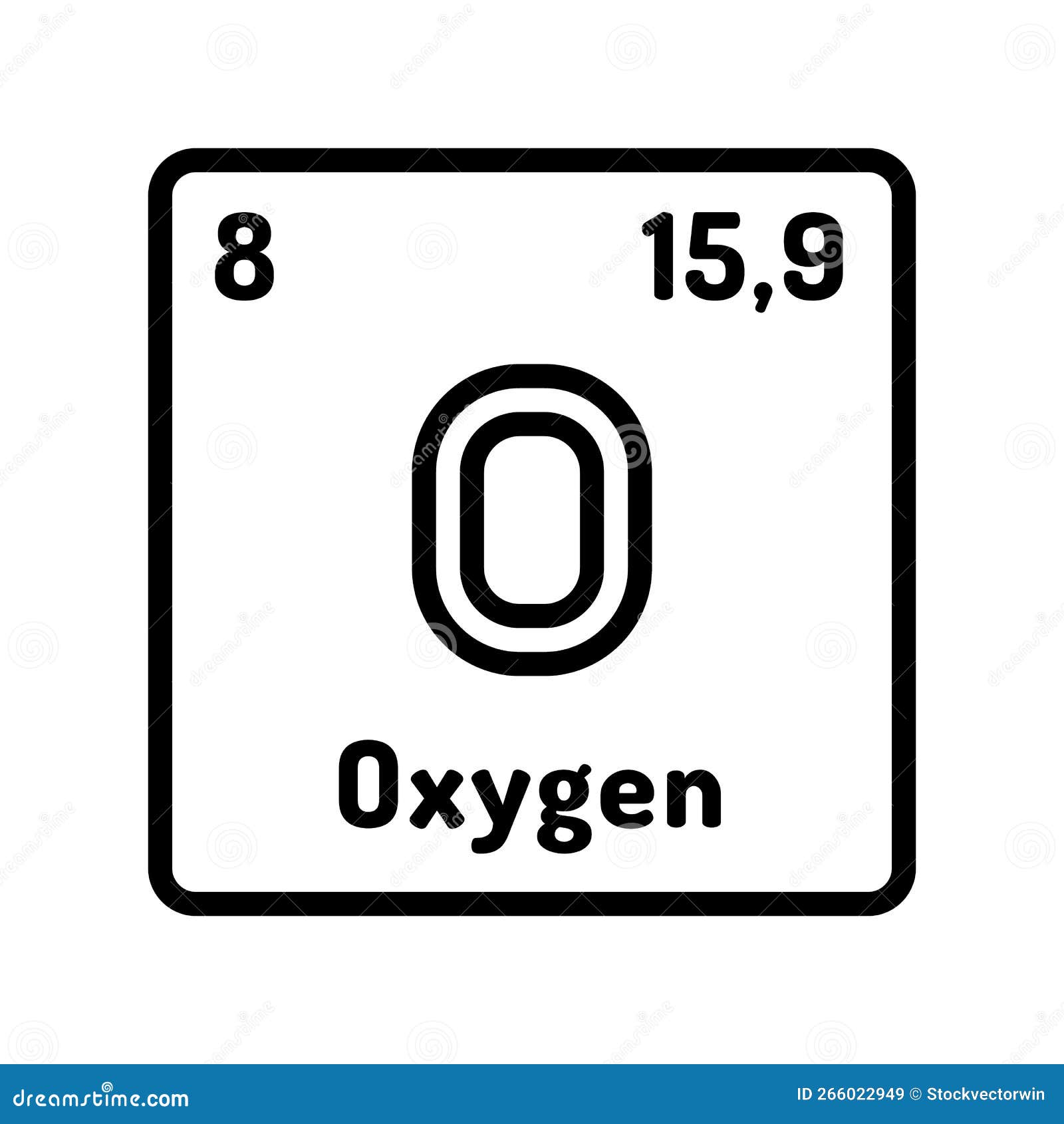 Oxygen Chemical Element Line Icon Vector Illustration Stock ...