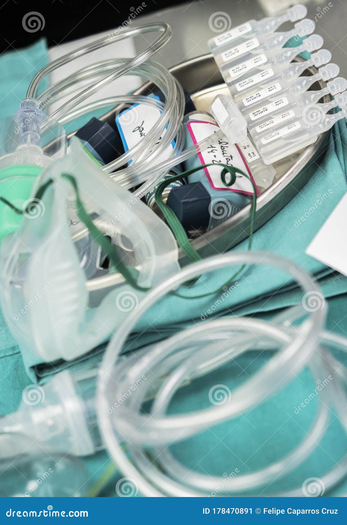 oxygen mask and nebulizers ready to apply