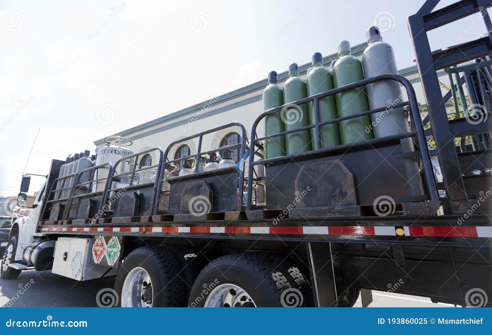 Oxygen and Nitrogen Tanks Deliver Truck Stock Image - Image of traffic