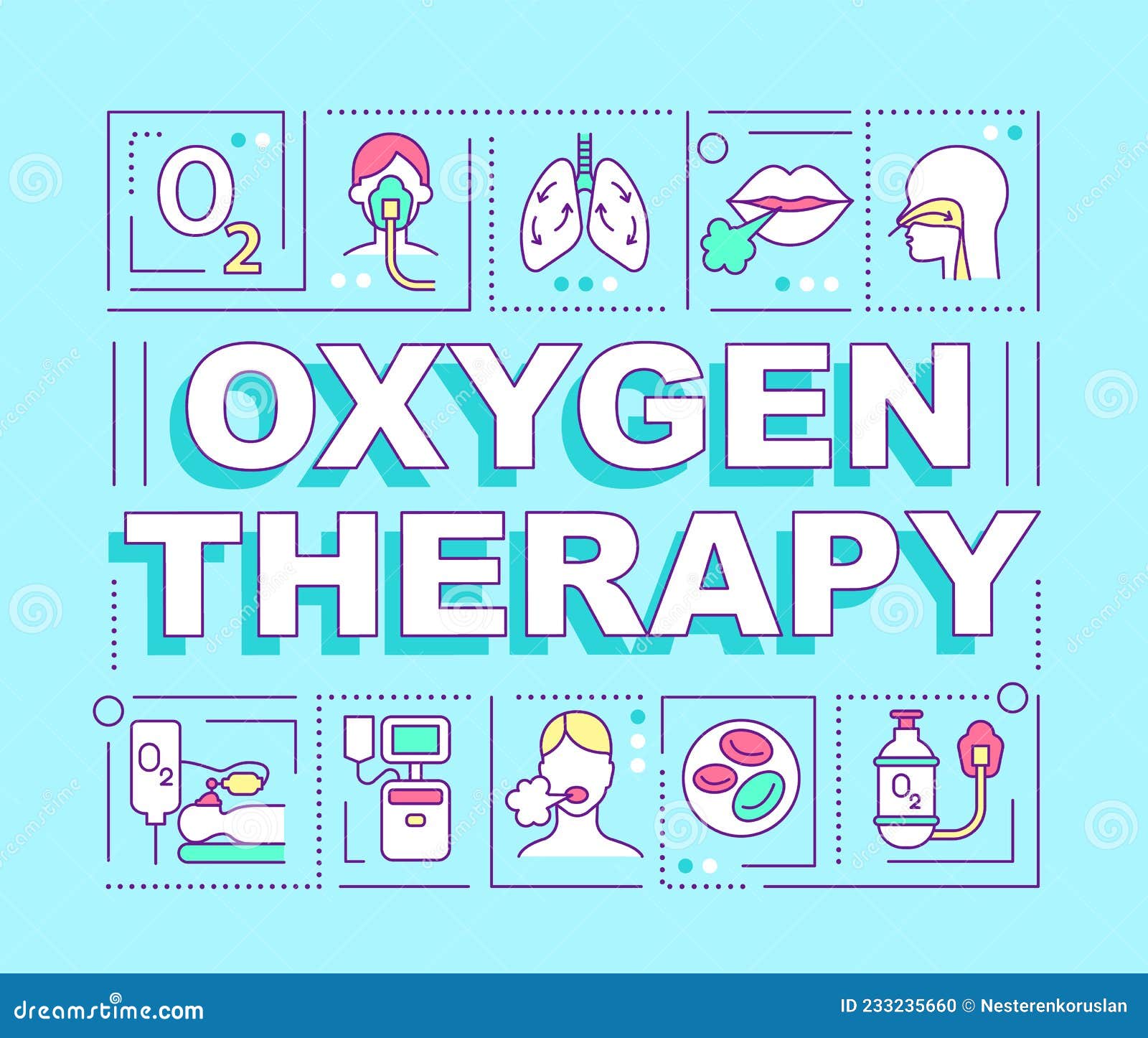 Oxygen Therapy Word Concepts Banner Stock Illustration - Illustration of  covid, line: 233235660