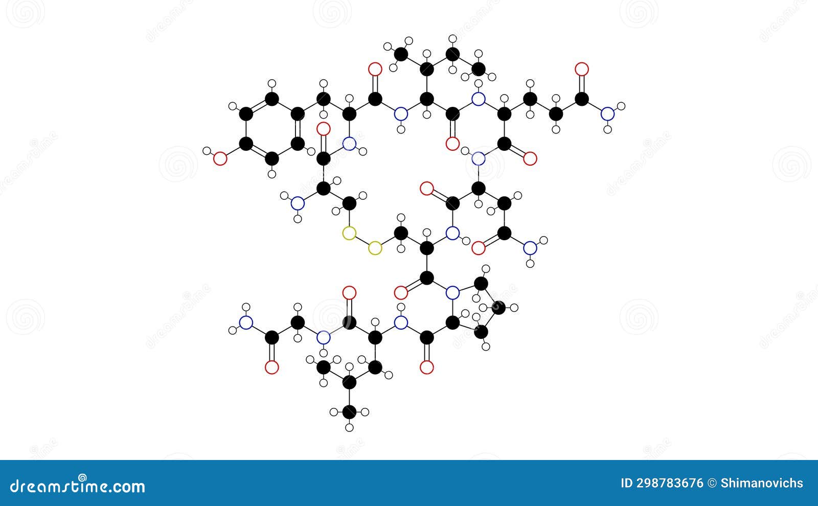 Oxytocin Molecule, Structural Chemical Formula, Ballandstick Model