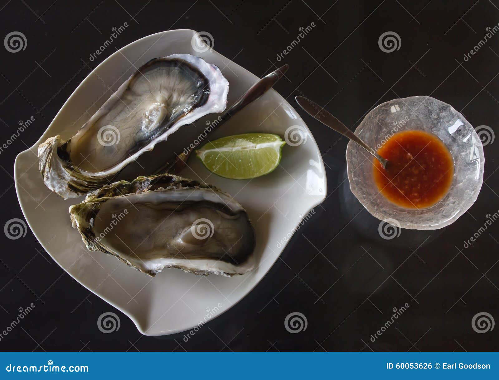 oysters and condiments for lunch