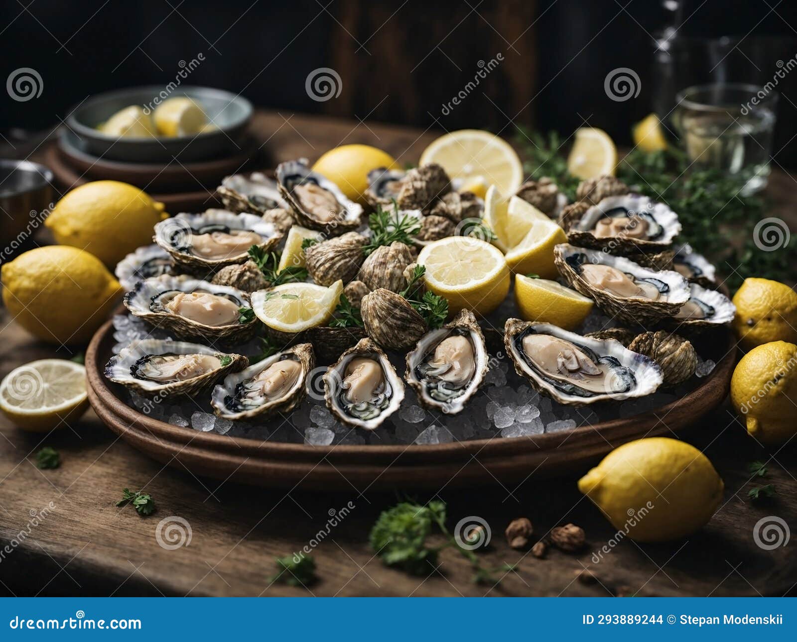 Oysters.Created with Generative Ai Technology Stock Photo Image of