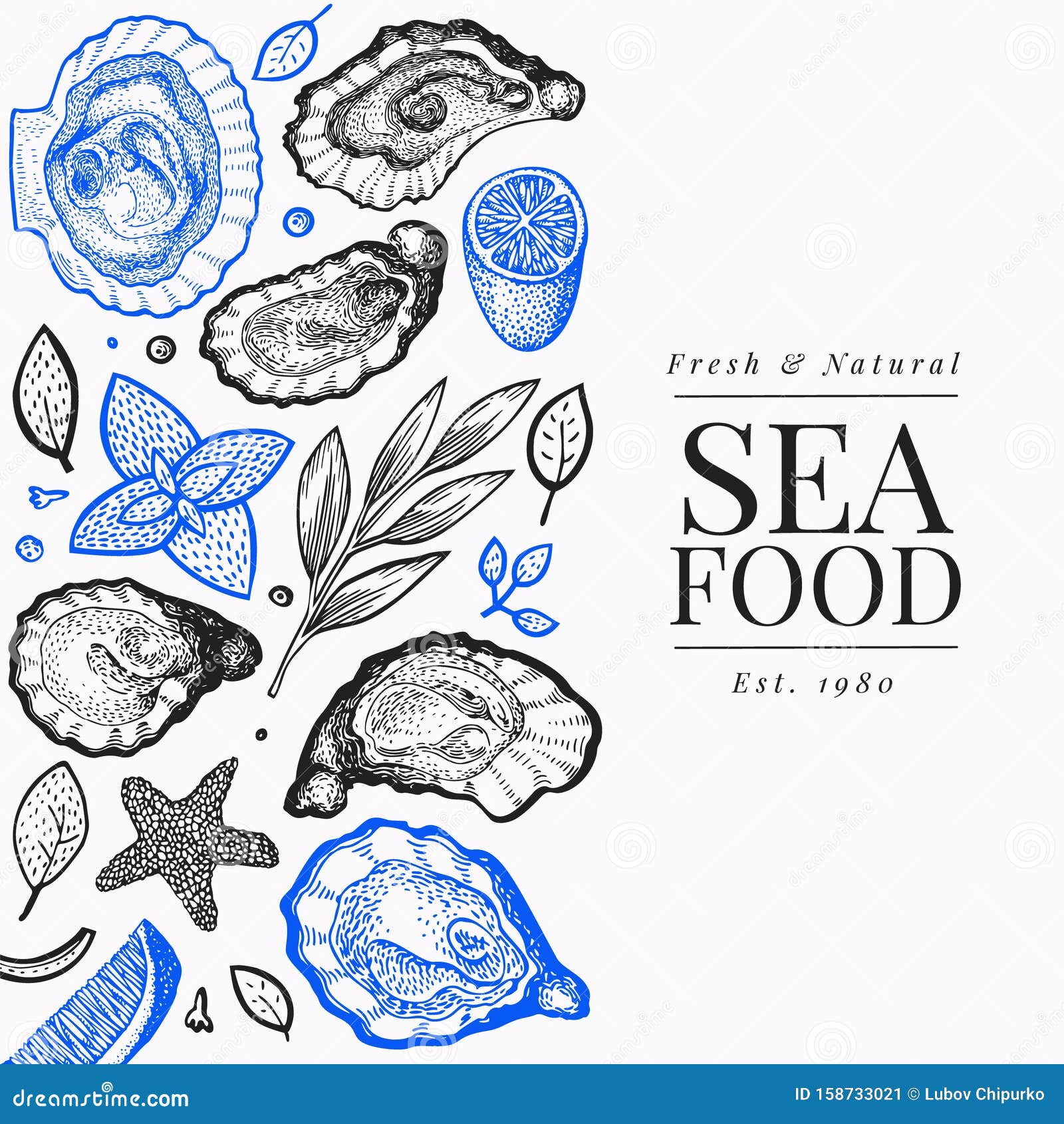 Download Oysters And Spices Design Template. Hand Drawn Vector ...