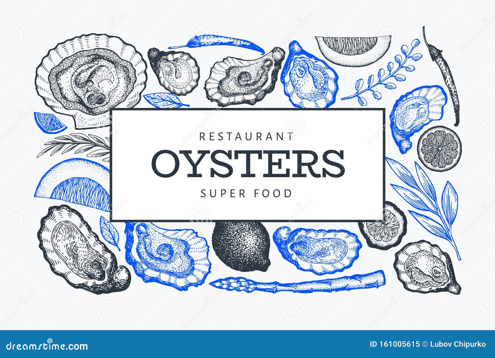 Download Oysters And Spices Design Template. Hand Drawn Vector ...