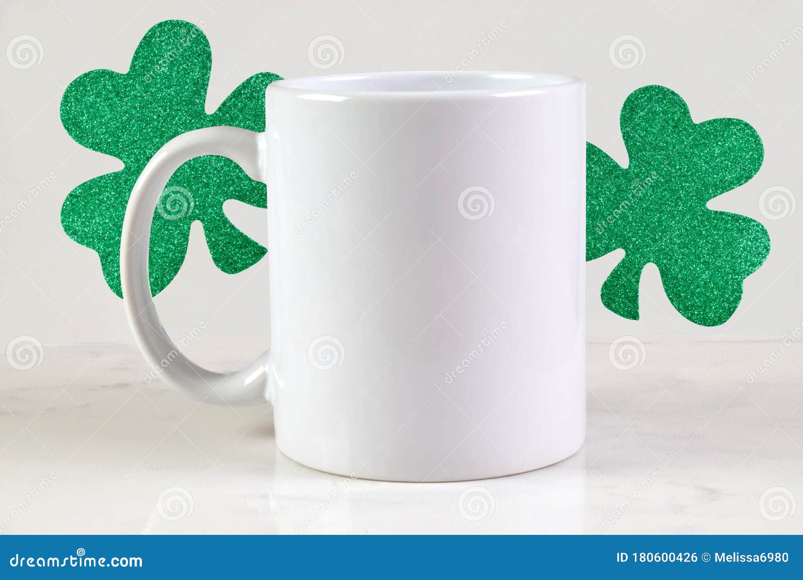 Download 11 Oz. Coffee Mug Mockup With Green Shamrocks Stock Photo - Image of cappuccino, design: 180600426