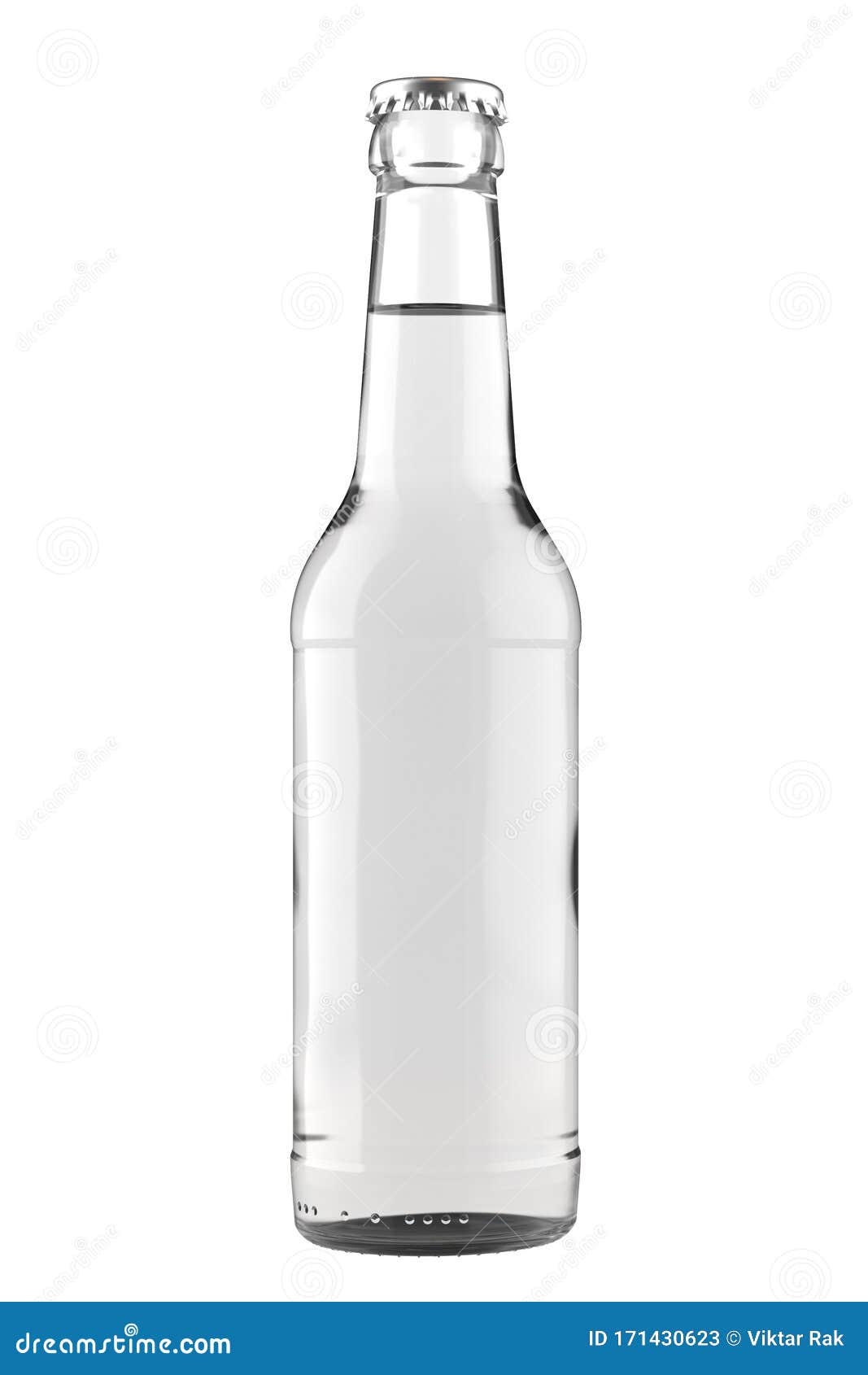 12 Oz Glass Beer or Soda Bottle Isolated on White. Stock Illustration