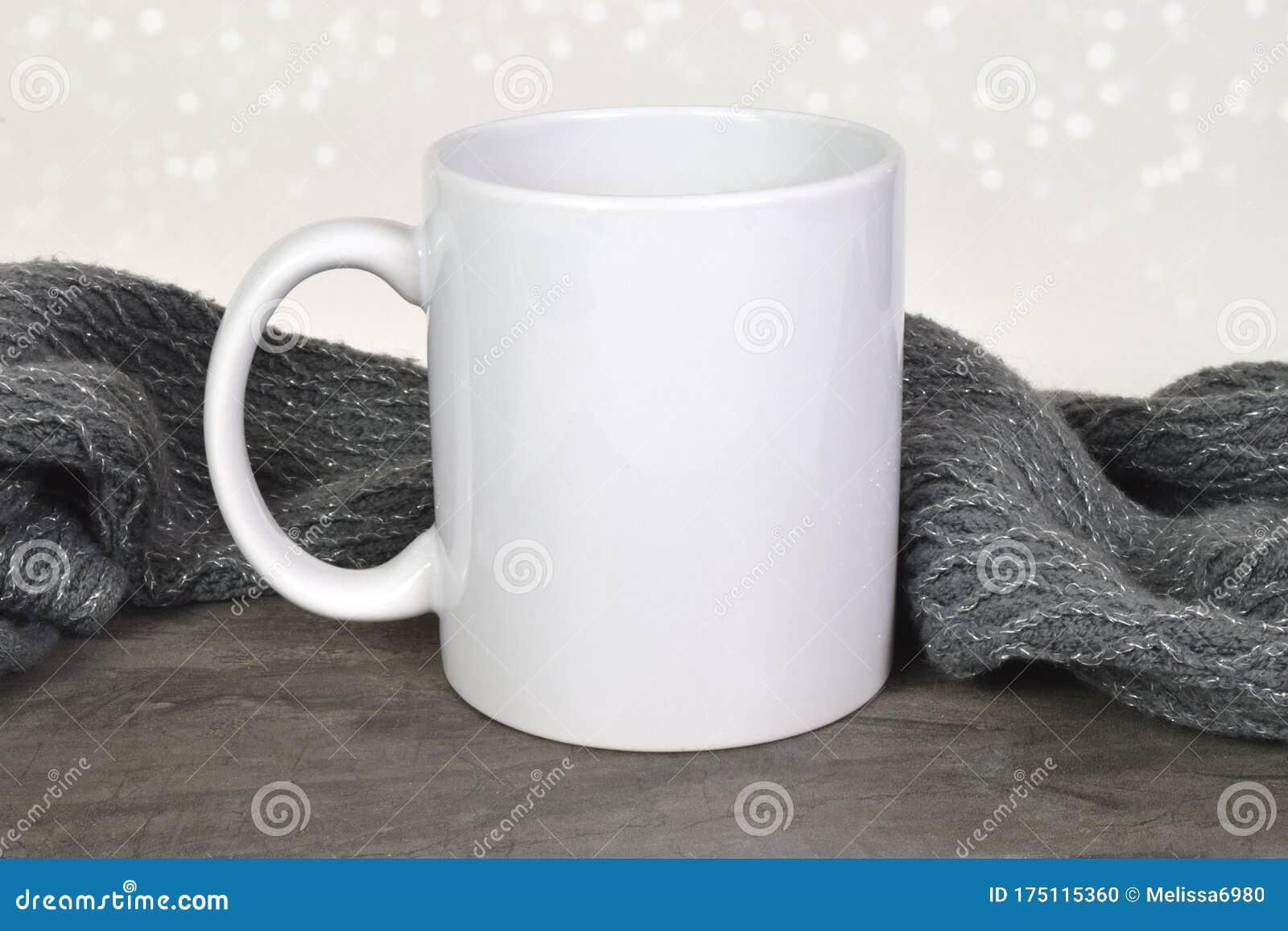 Download 11 Oz White Coffee Cup Mockup With Sparkly Winter Scarf Stock Photo Image Of Breakfast Gray 175115360