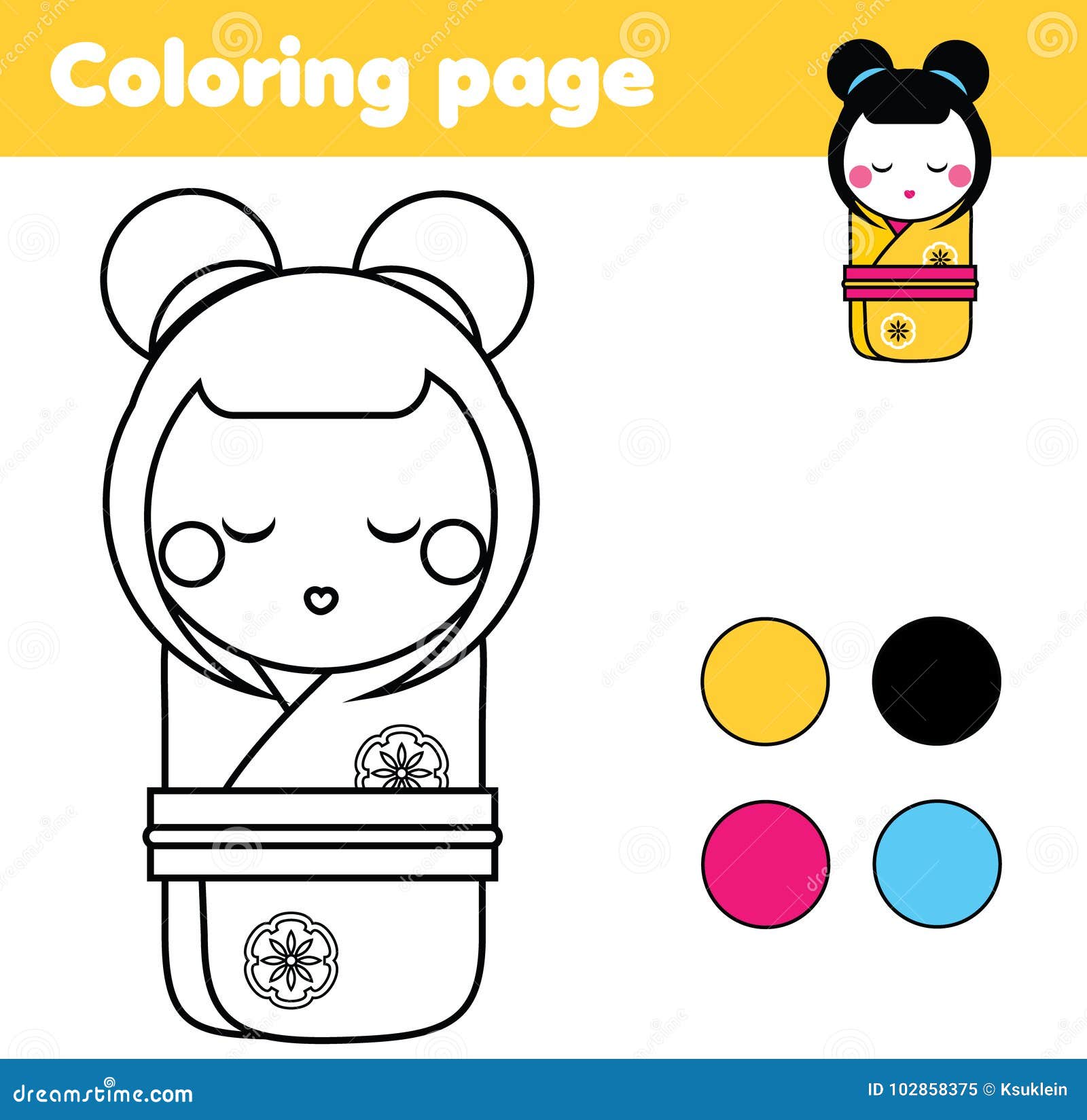 Boneca japonesa para colorir  Coloring book art, Coloring