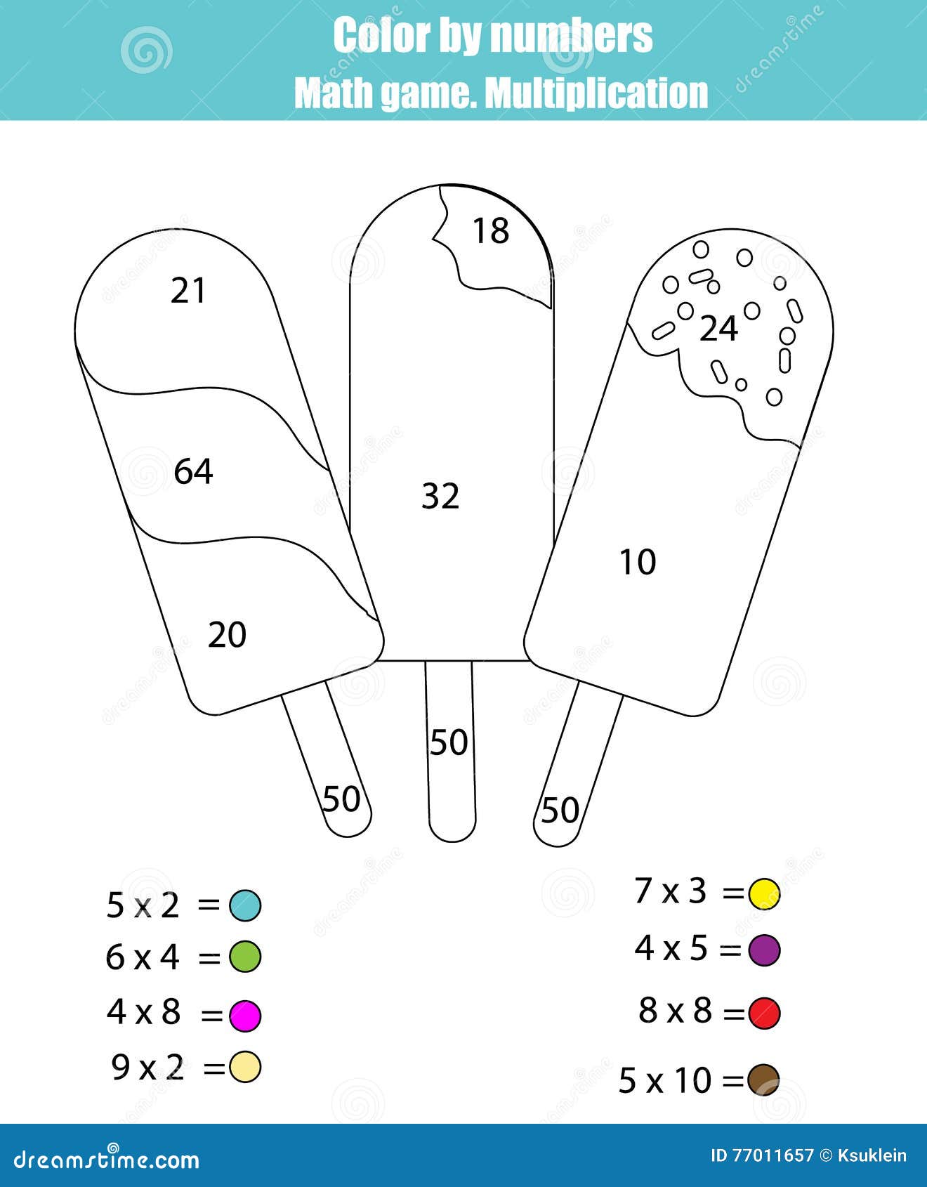 Página Da Coloração Com O Picolé Do Gelado Colora Pelo Jogo Da Matemática  Dos Números, Multiplicação Ilustração do Vetor - Ilustração de livros,  folha: 77011657