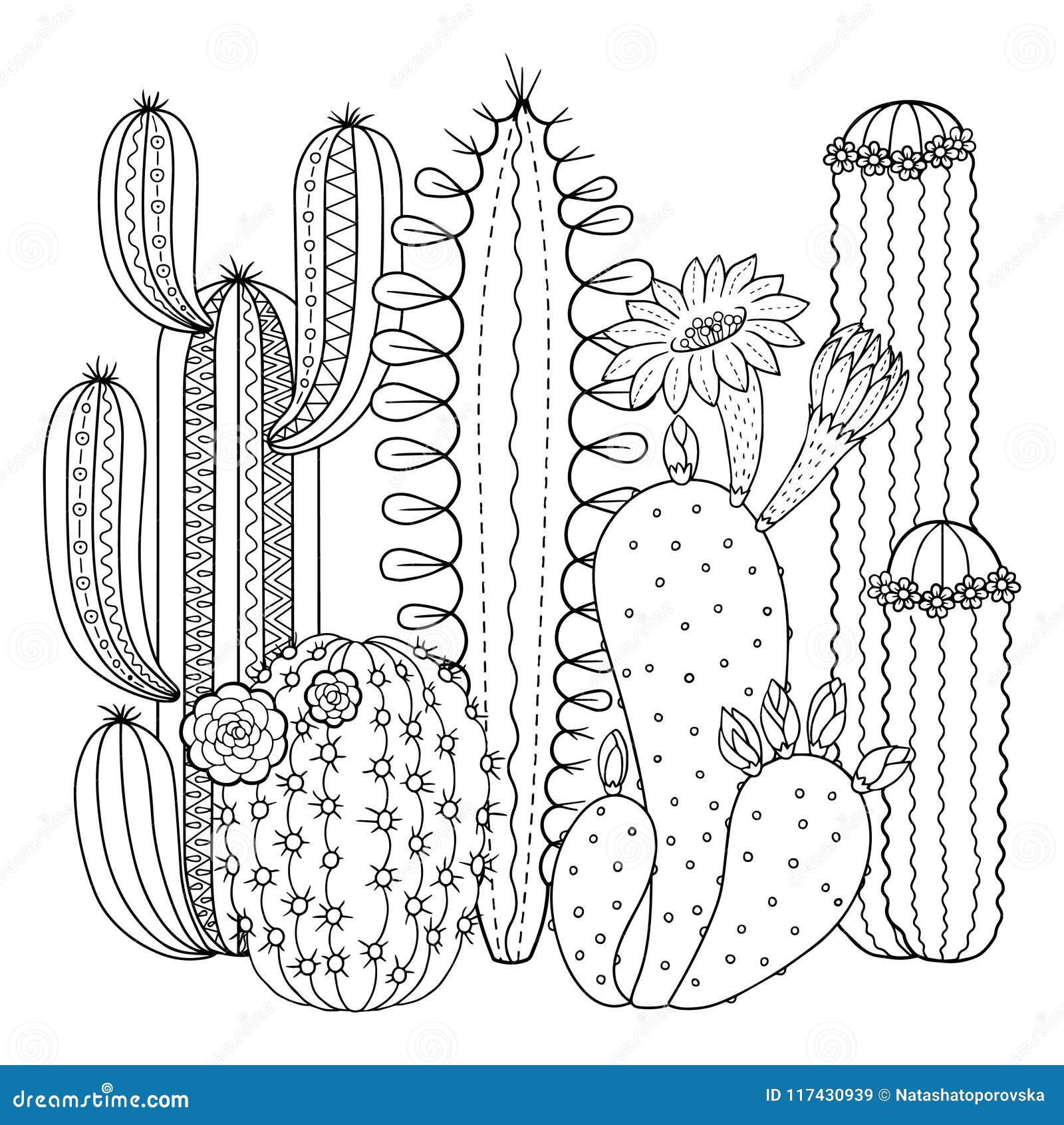 Desenho de Flor de cacto saguaro para colorir