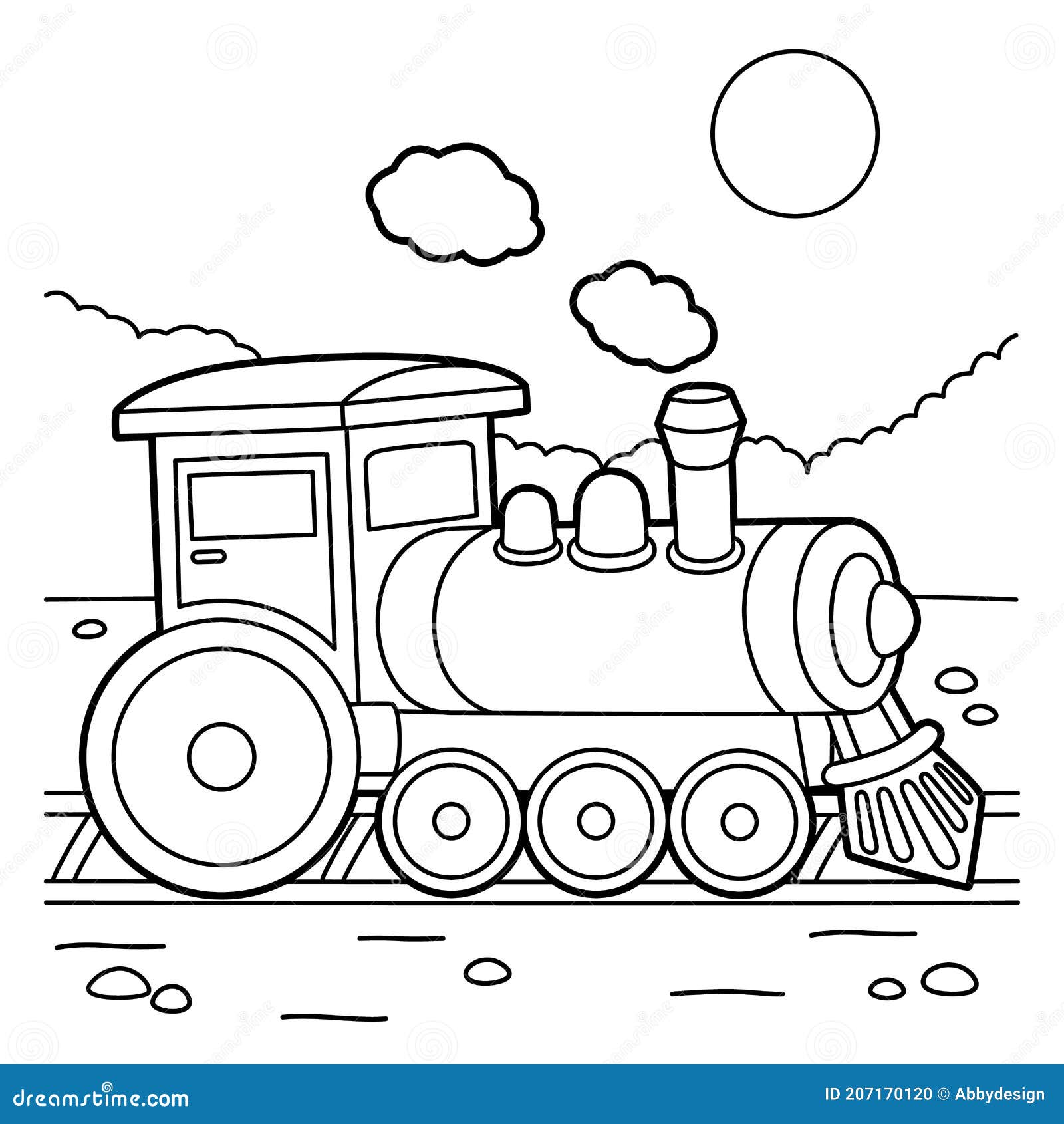 Página De Color De Locomotora De Vapor Stock de ilustración - Ilustración lindo, 207170120
