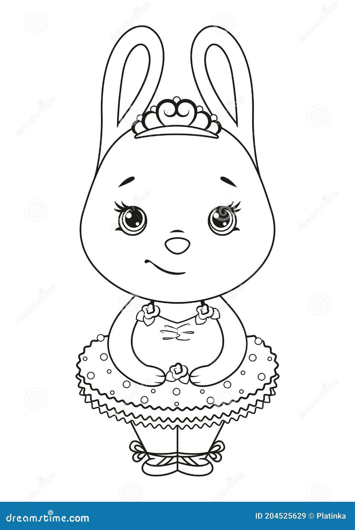 Desenho de princesa linda com coelhinho fofo para colorir para