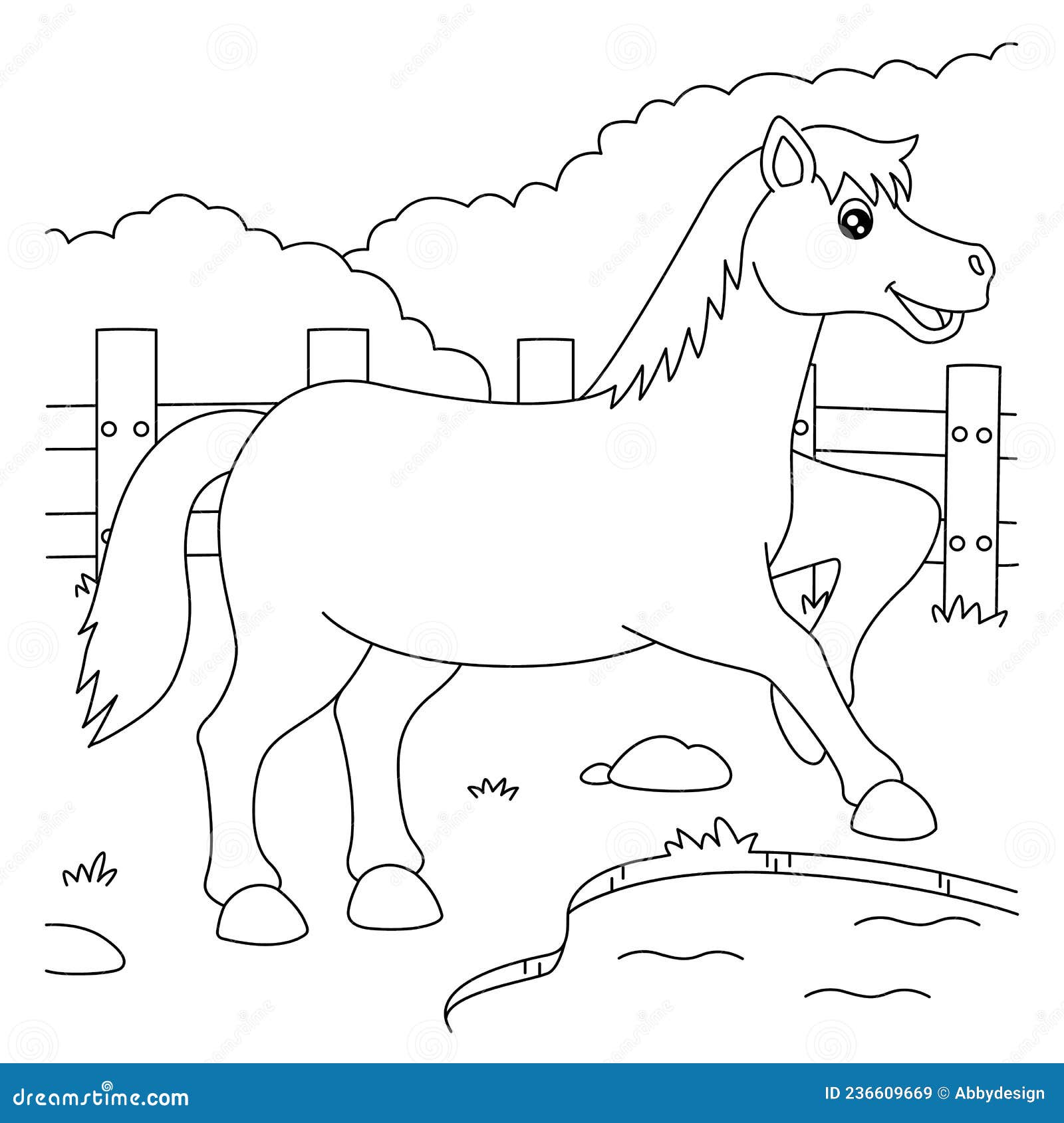 Desenhos para colorir de animais de fazenda de cavalos para crianças