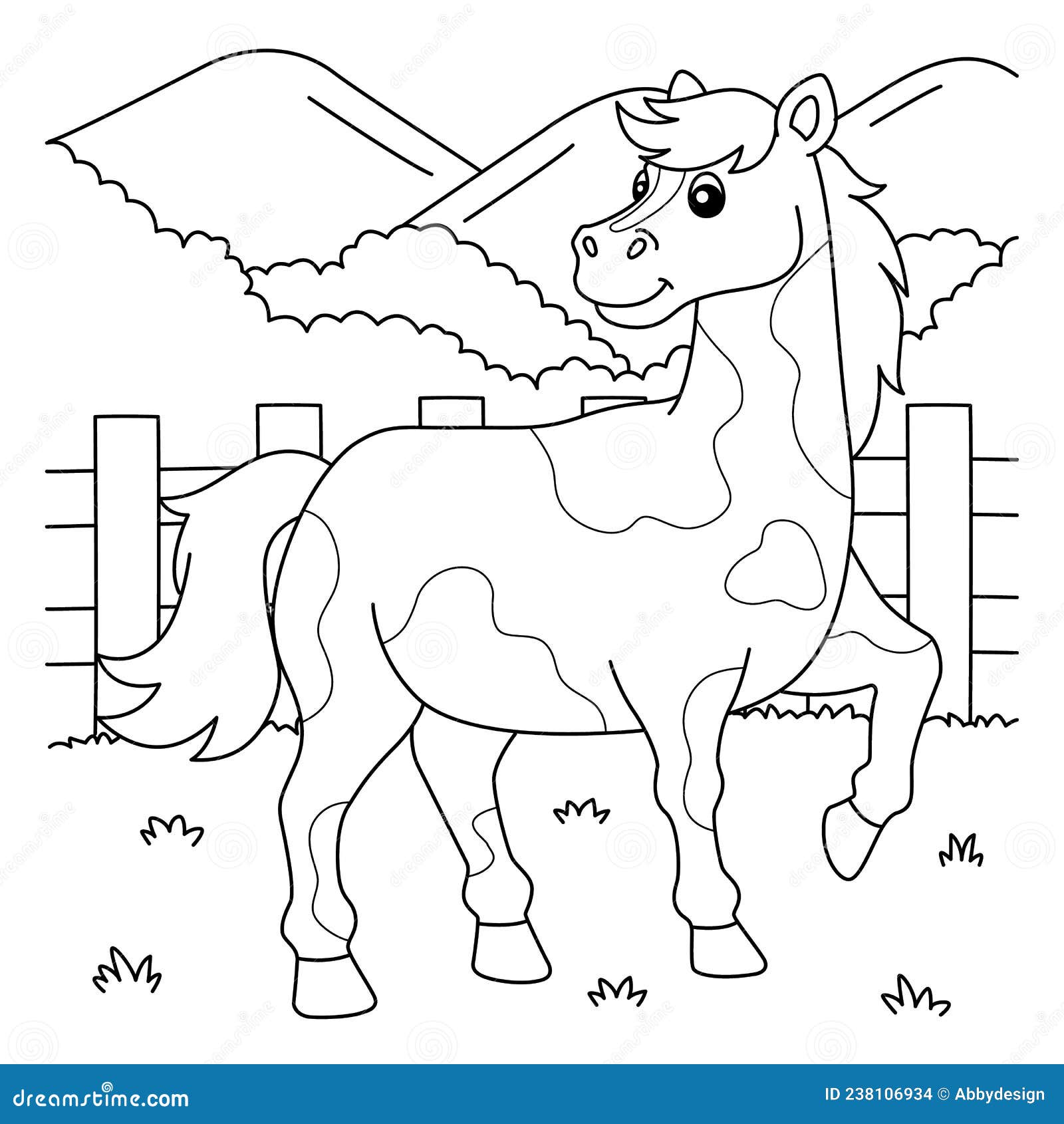 Coloring page - Cavalo no prado