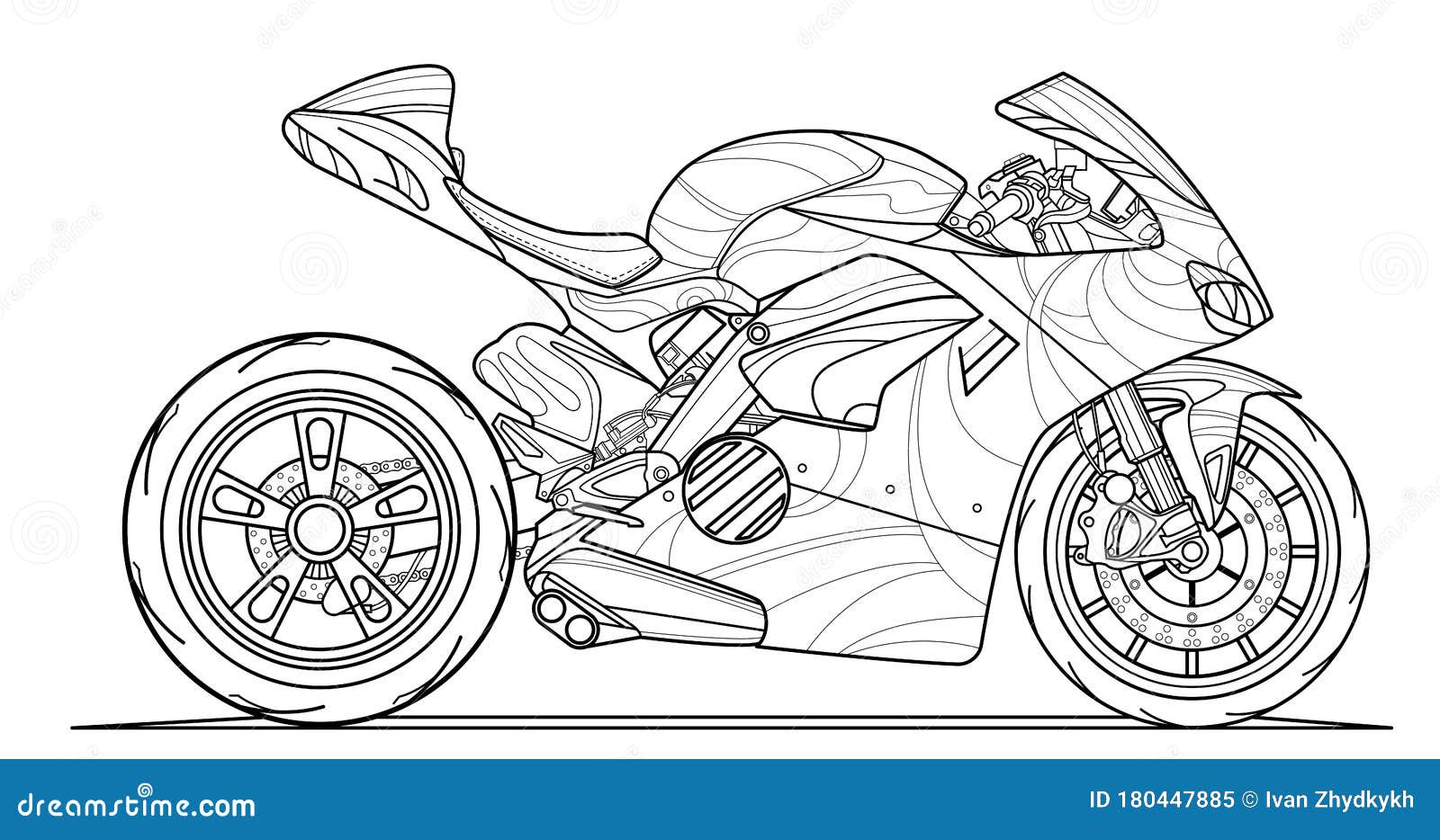 Motociclo Com Uma Página De Coloração Do Veículo Ilustração do