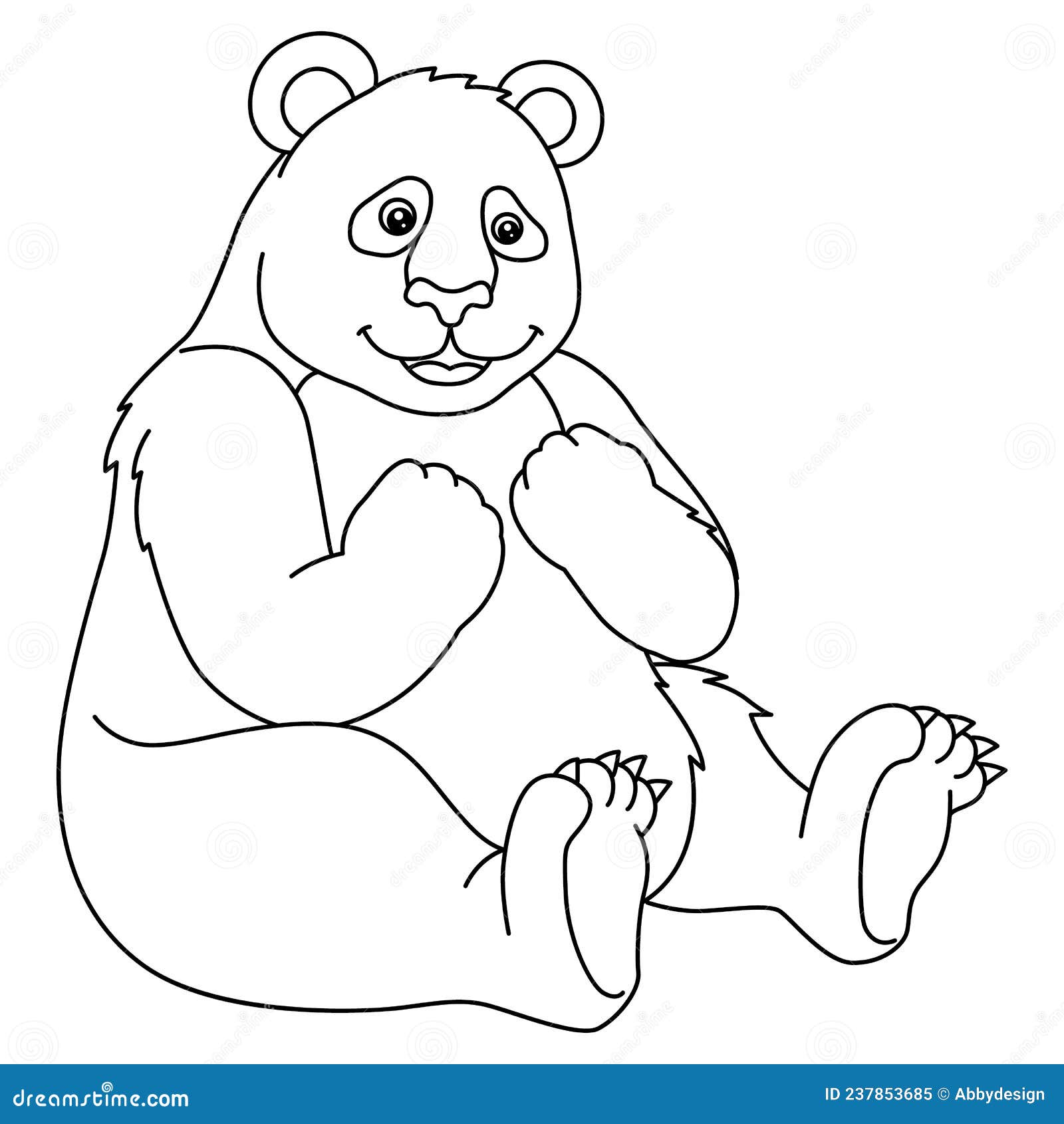 Panda fofo, alegre, legal, fácil de colorir, desenho infantil