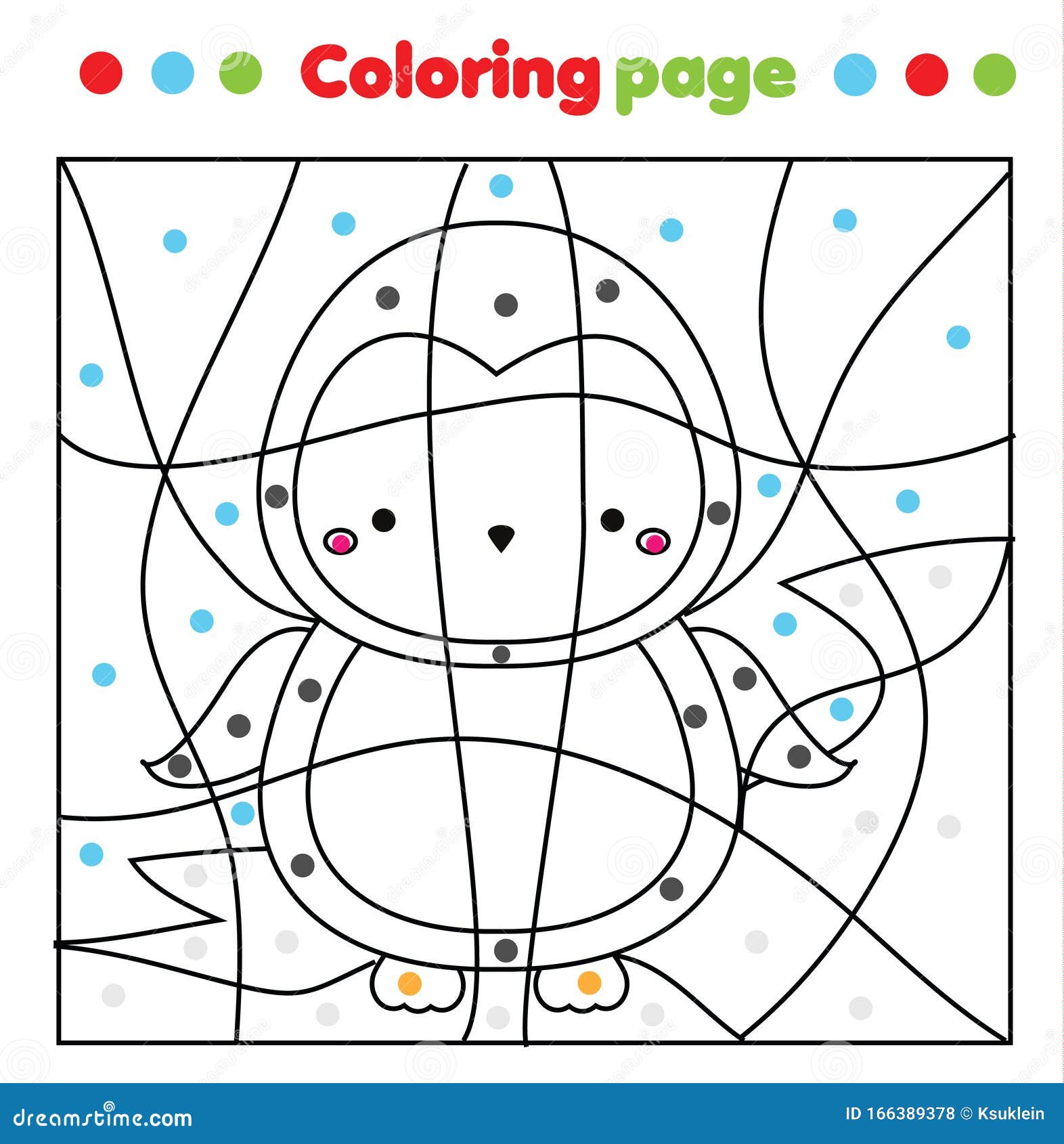 Folha de trabalho educacional de vetor de página de coloração de bandeira  colorida por crianças pré-escolares de jogo de pintura de amostra