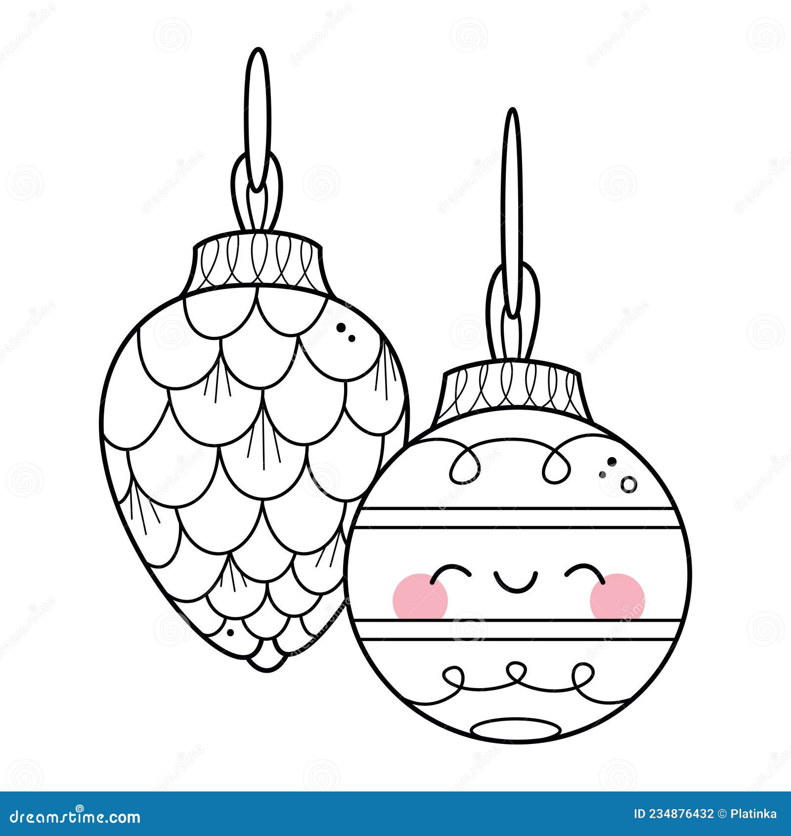 Página De Colorir Decorações De Natal Do Kawaii Para Crianças