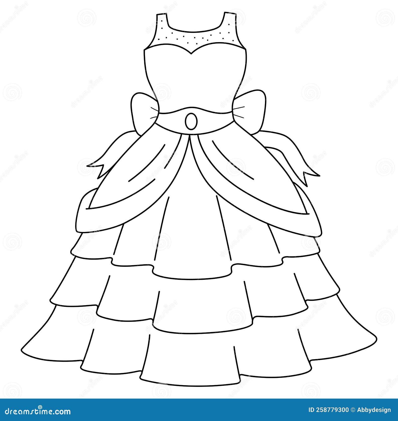 Desenho de vestido de noiva antigo para colorir