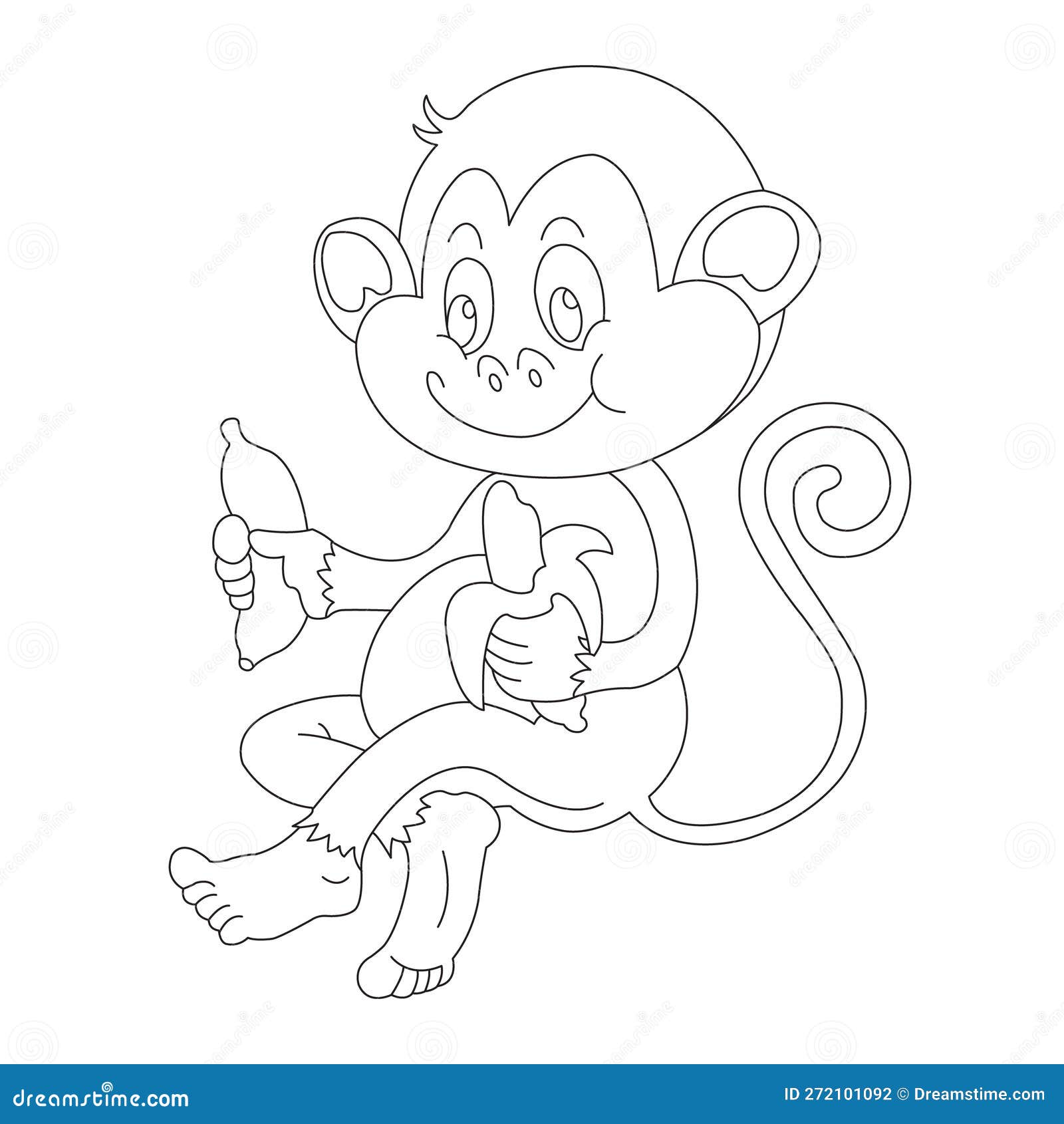 Bonito Pouco Macaco Colorir Página Para Crianças Animal Colorir