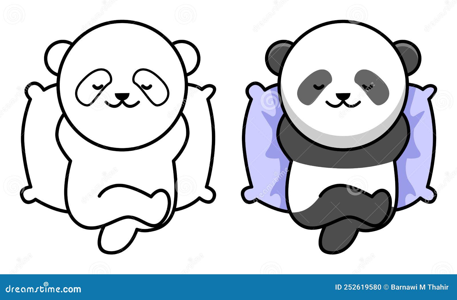 página para colorir com panda fofo. cor e ilustração em vetor