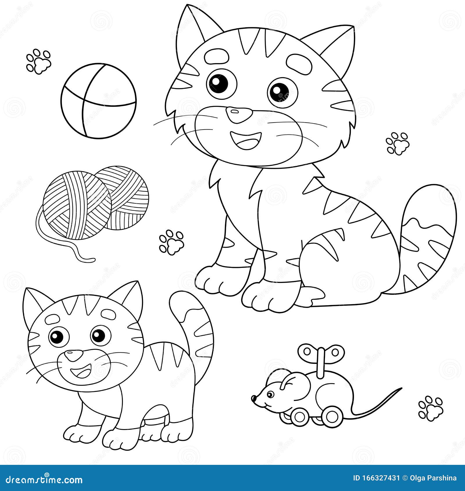 Os Gatos Ajustaram O Livro Para Colorir Dos Desenhos Animados