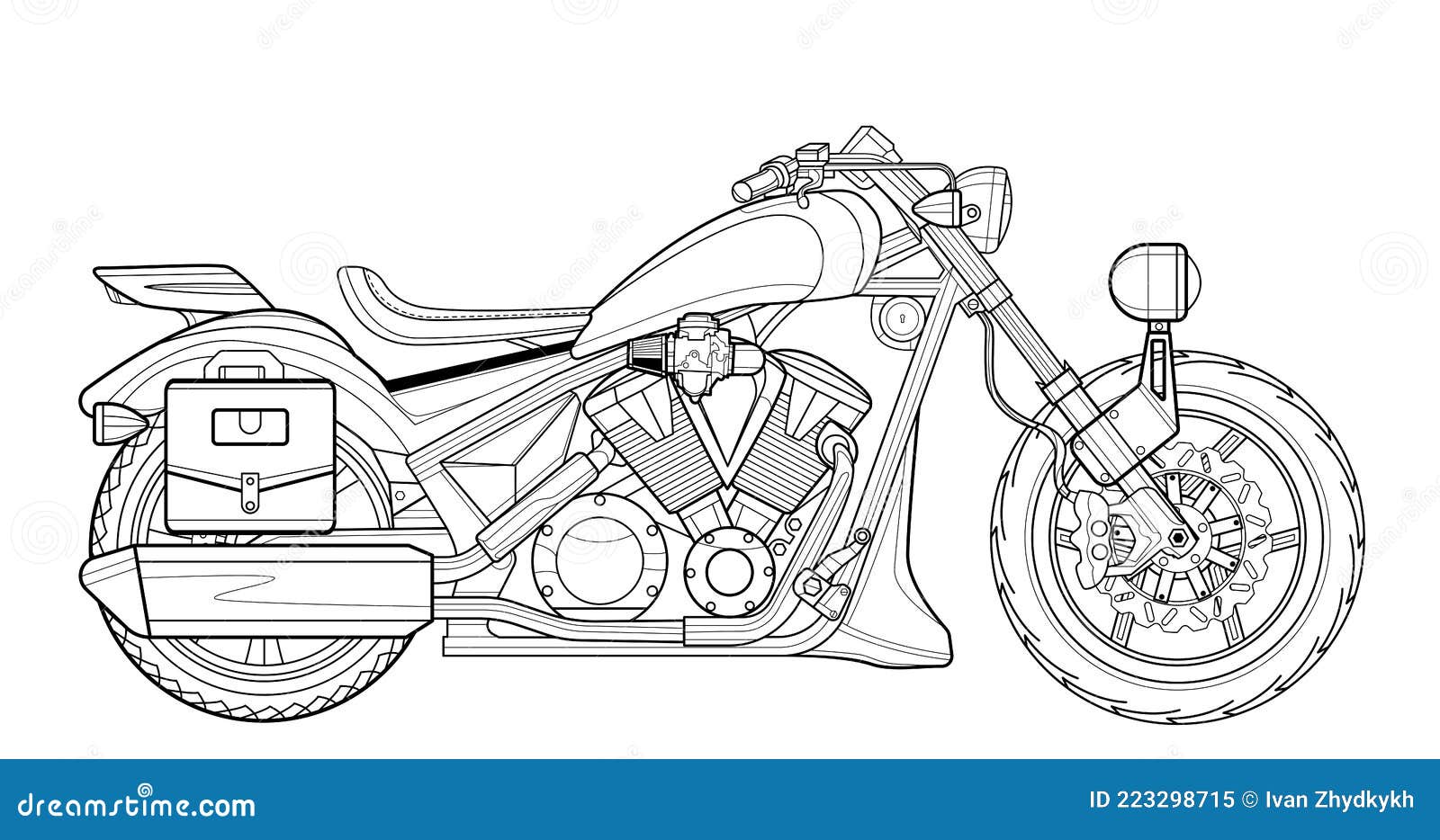 Página De Ilustração Do Vetor De Motociclo De Arte De Linha