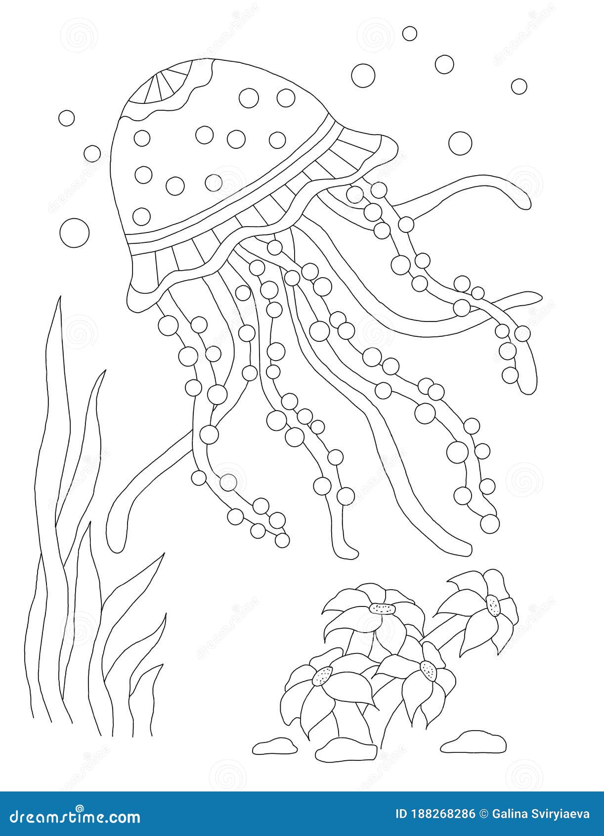 Página De Libros De Colorido De Medusas Para Niños. Dibujos Animados  Adorables Animales Salvajes Marinos Elementos Marinos. Ilustr Stock de  ilustración - Ilustración de cubo, marina: 188268286