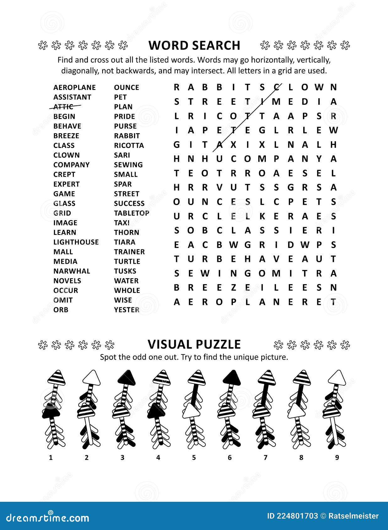 Página De Quebra-cabeça Com Dois Jogos De Palavras Língua Inglesa