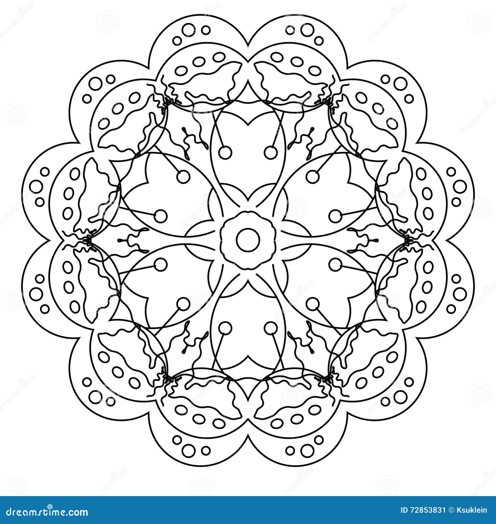 Mandala para colorir. padrão de vetor redondo com elementos decorativos.  decoração para livro, design, ilustração, jogos, relaxamento e meditação.  página para colorir