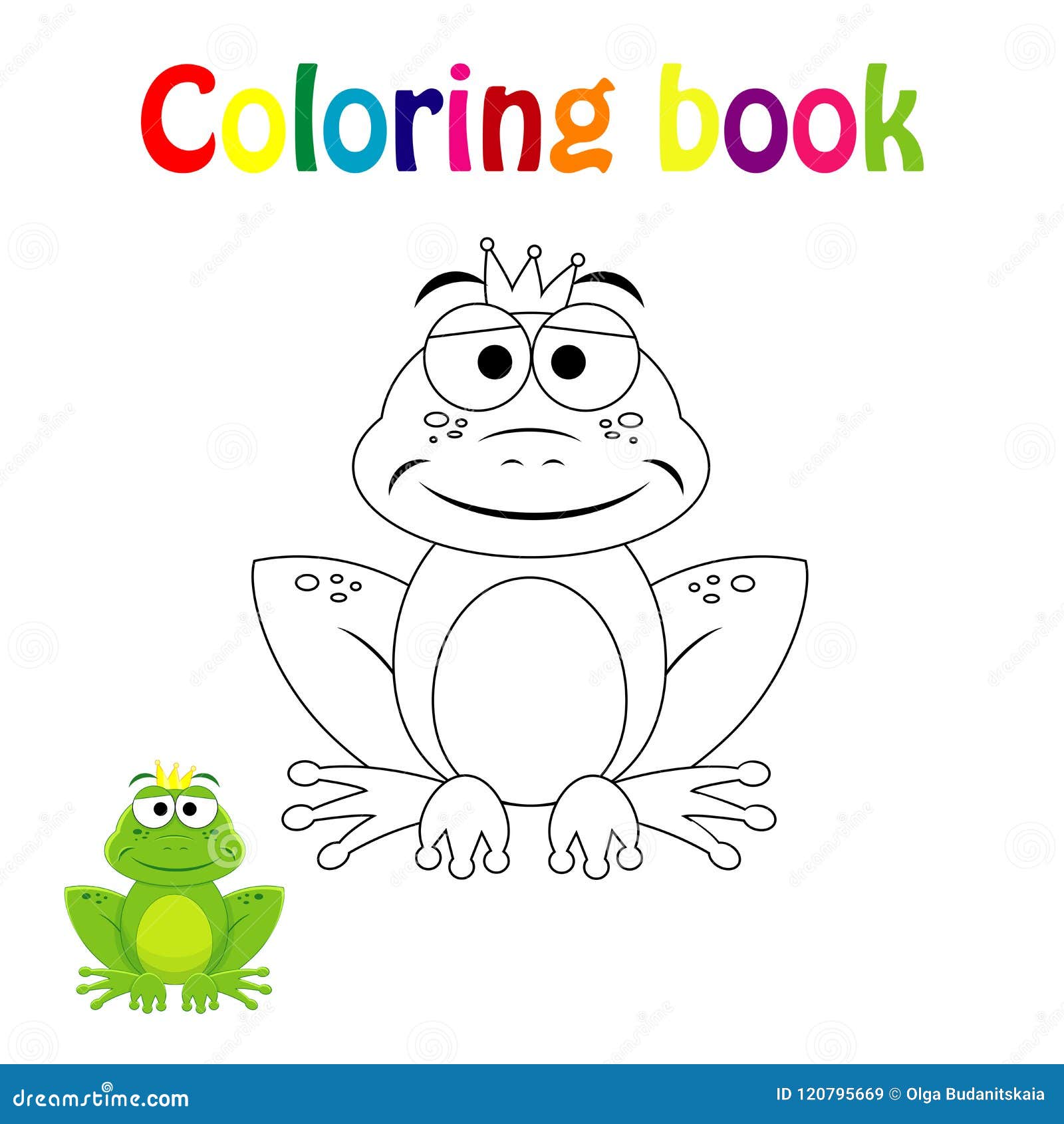 Página Del Libro De Colorear Para Los Niños Con La Rana Colorida Del