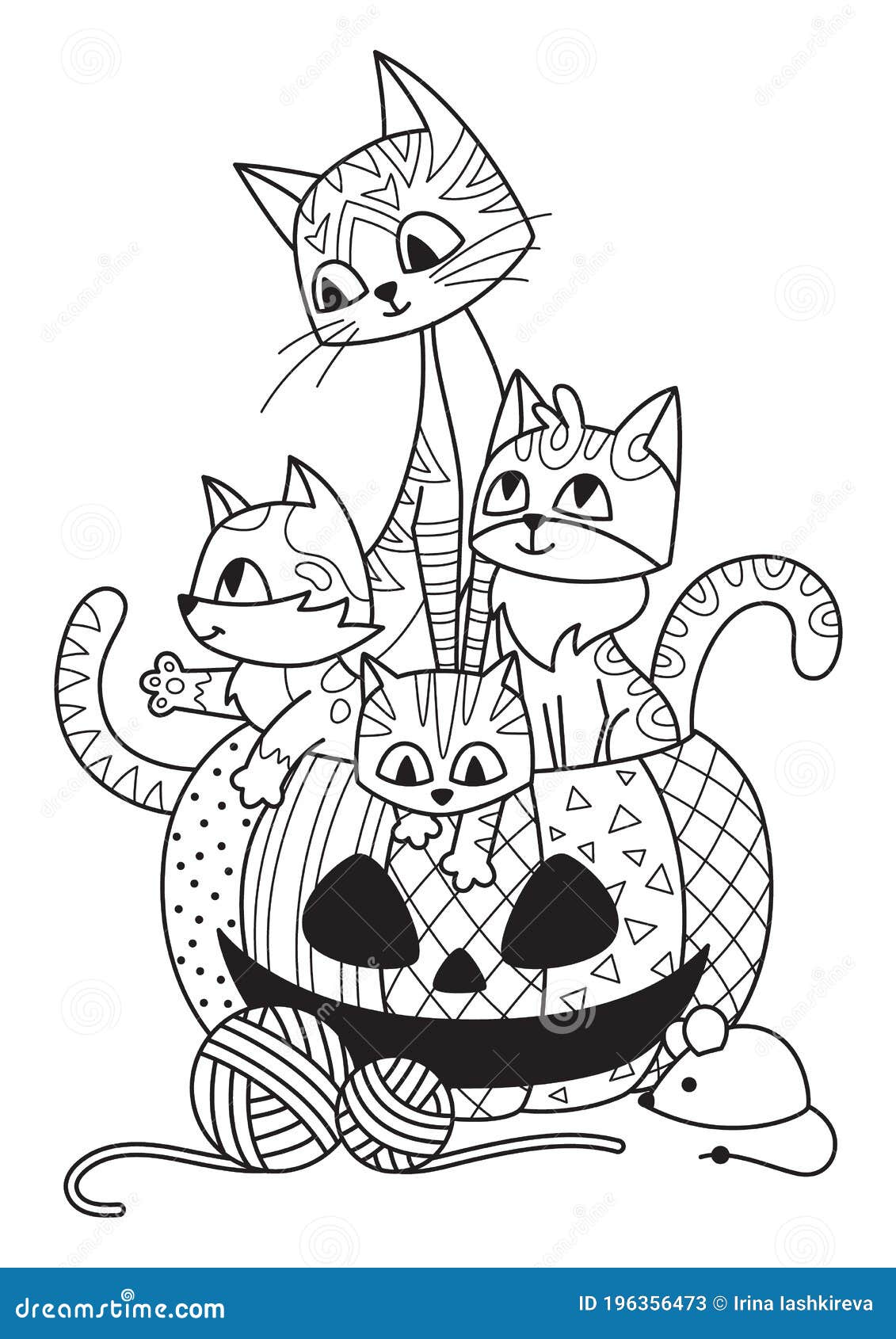 Gato e abóbora de colorir de Halloween imprimível gratuitamente