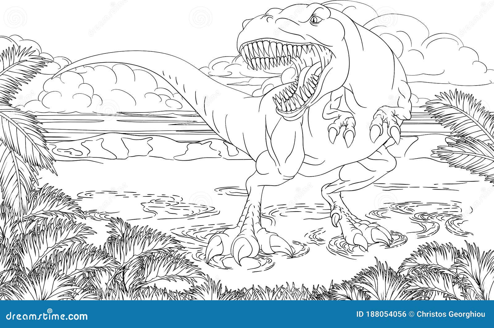 Desenho de Tricerátopo e tiranossauro rex para Colorir - Colorir.com