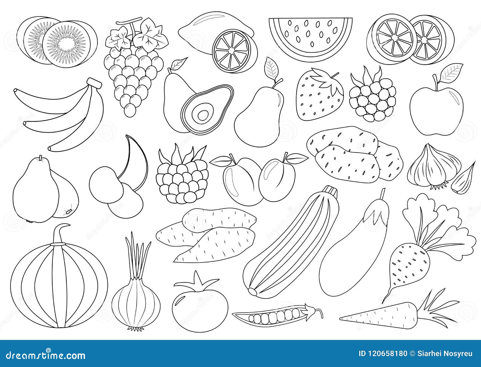 Frutas e Legumes - Desenhos para Colorir - Brinquedos de Papel