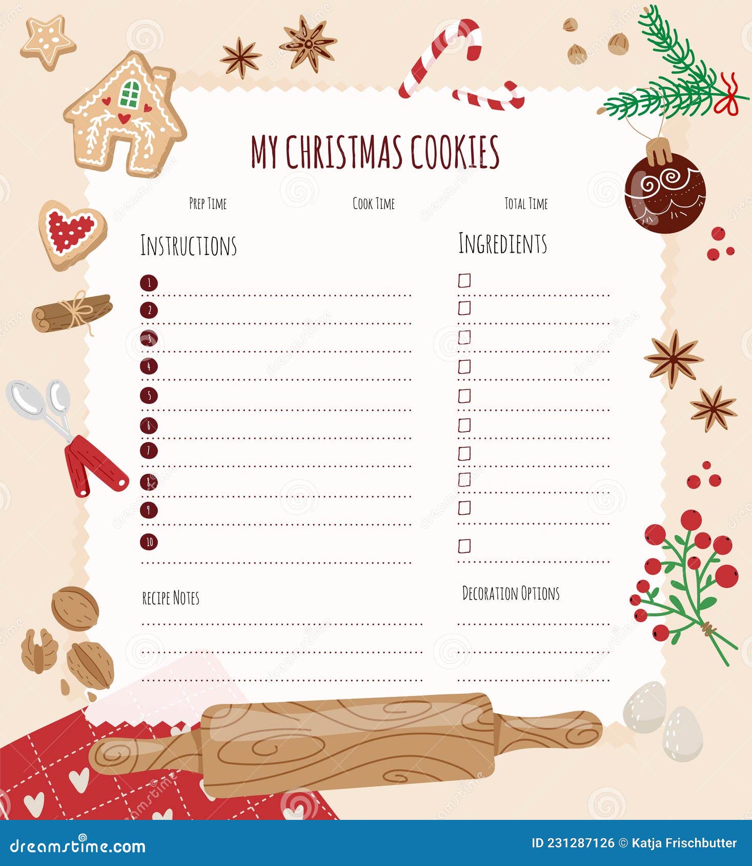 Página En Blanco Para Las Recetas Navideñas Fondo Con Ingredientes Para La  Cocción Navideña Decorada Con Galletas De Abeto. Ilustración del Vector -  Ilustración de navidad, ingrediente: 231287126