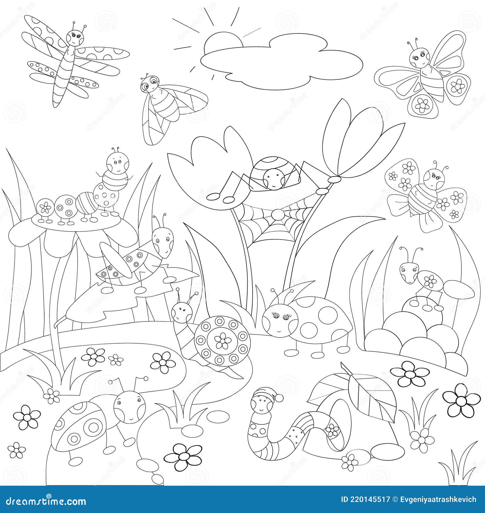 Página Grande Para Colorear Ilustración del Vector - Ilustración de vida,  lindo: 220145517