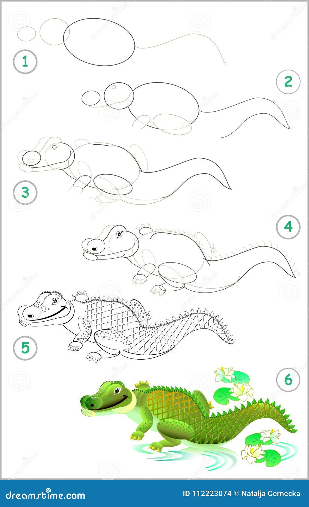 Como Desenhar a Ilustração Passo a Passo Do Desenho Do Crocodilo