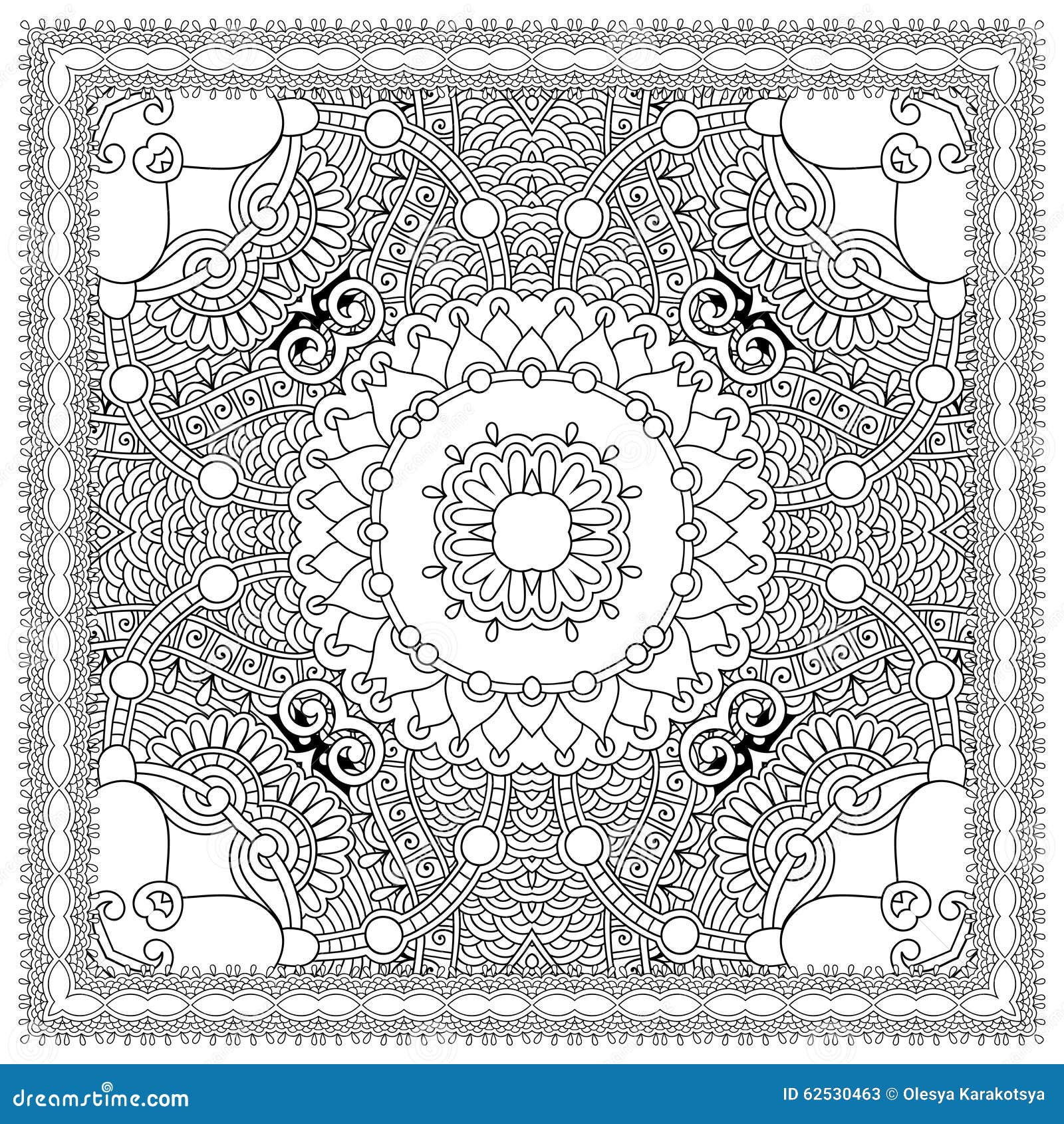 Página Original Do Quadrado Do Livro Para Colorir Para Adultos - Ilustração  do Vetor - Ilustração de jogo, ornamento: 62530463